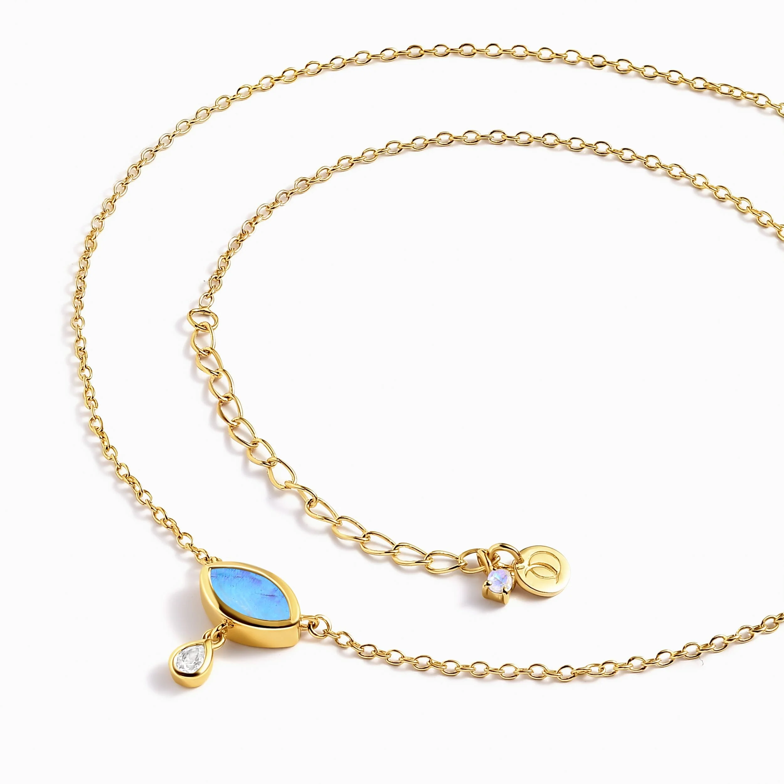 Moonstone & White Zircon Chain Divina Necklace - Ayra - Image 14
