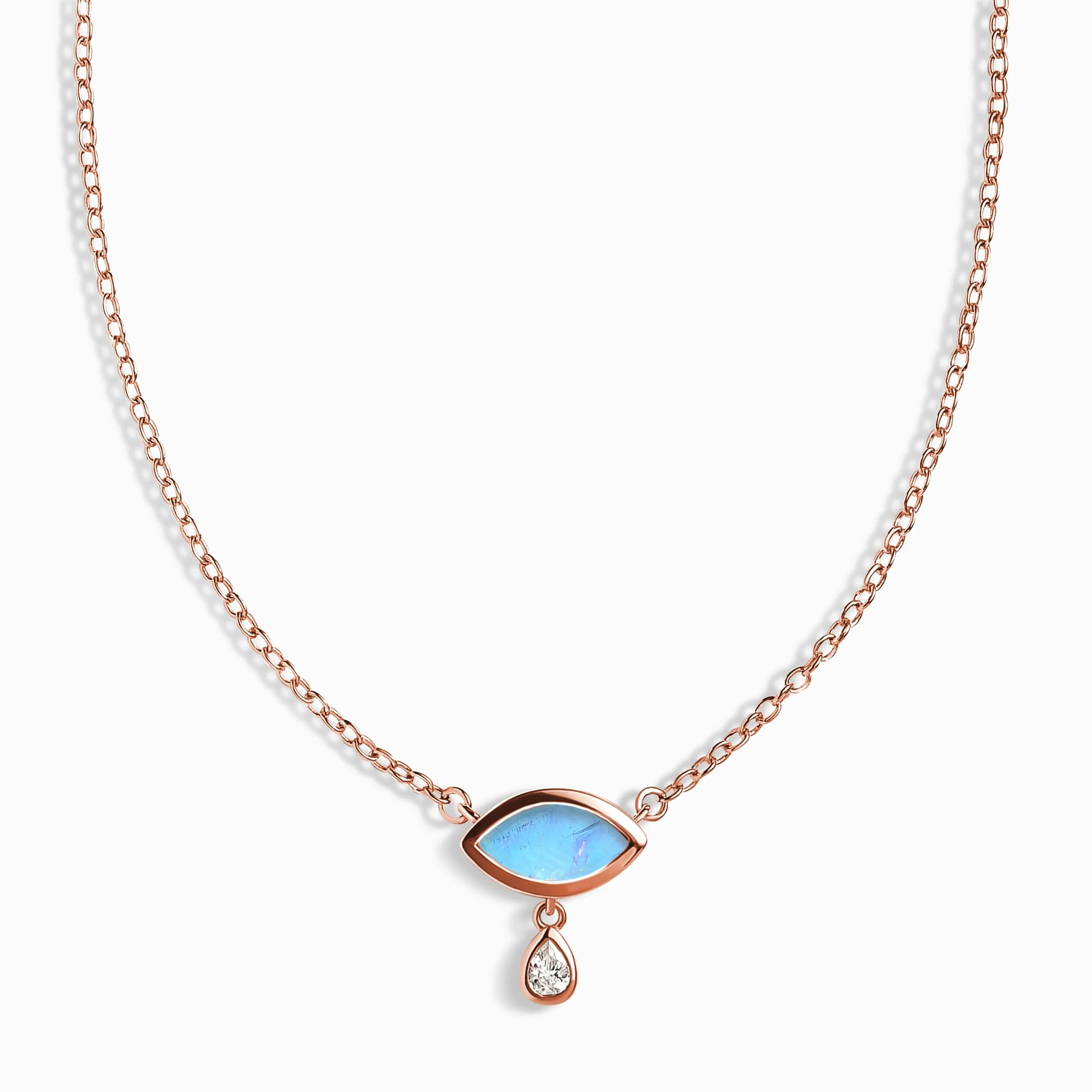 Moonstone & White Zircon Chain Divina Necklace - Ayra - Image 3