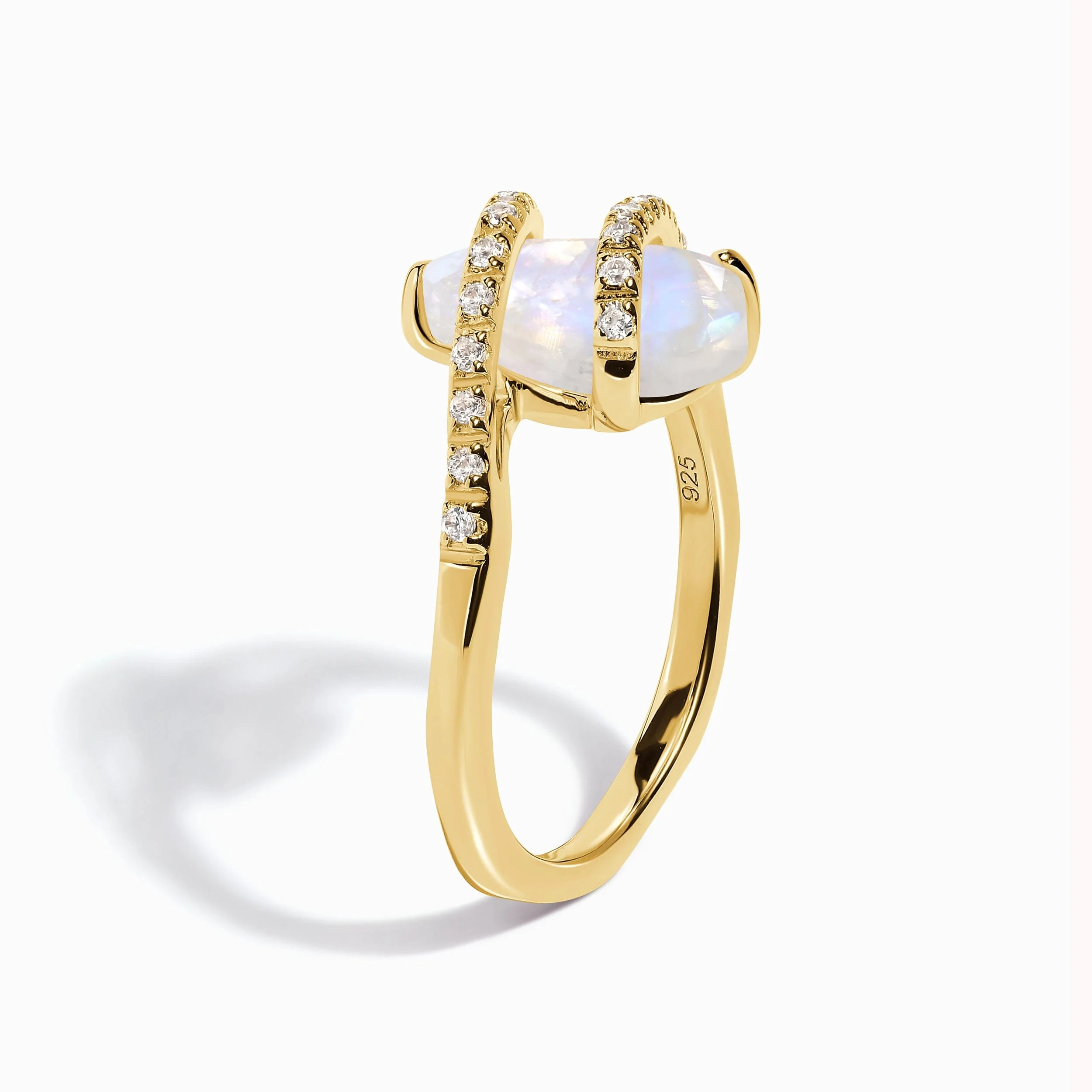 Moonstone White Zircon Ring - Bypass - Image 17