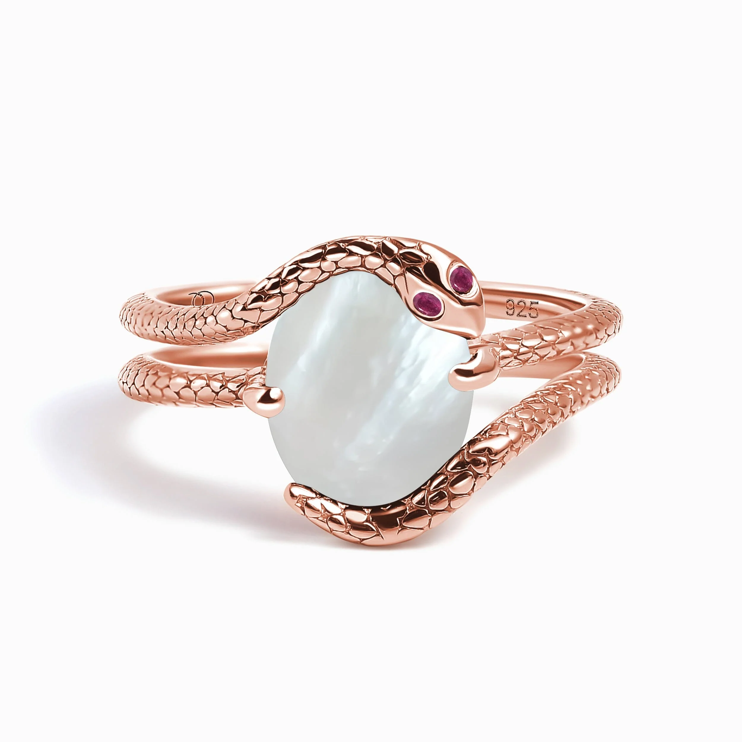 Mother of Pearl Ruby Ring - Serpent of Femininity - Image 3