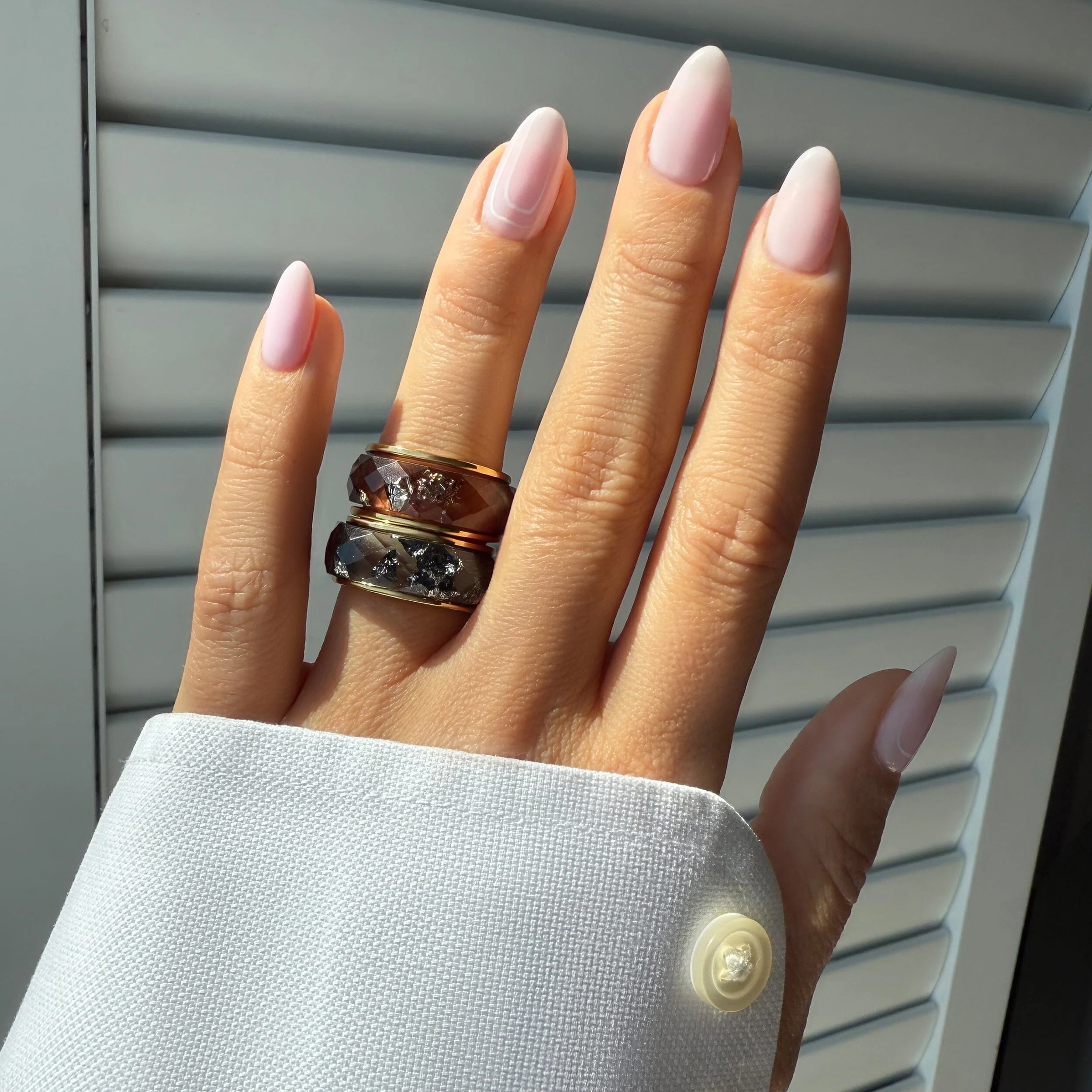 Night Sky & Golden Amber Resin Rings Set - Image 10
