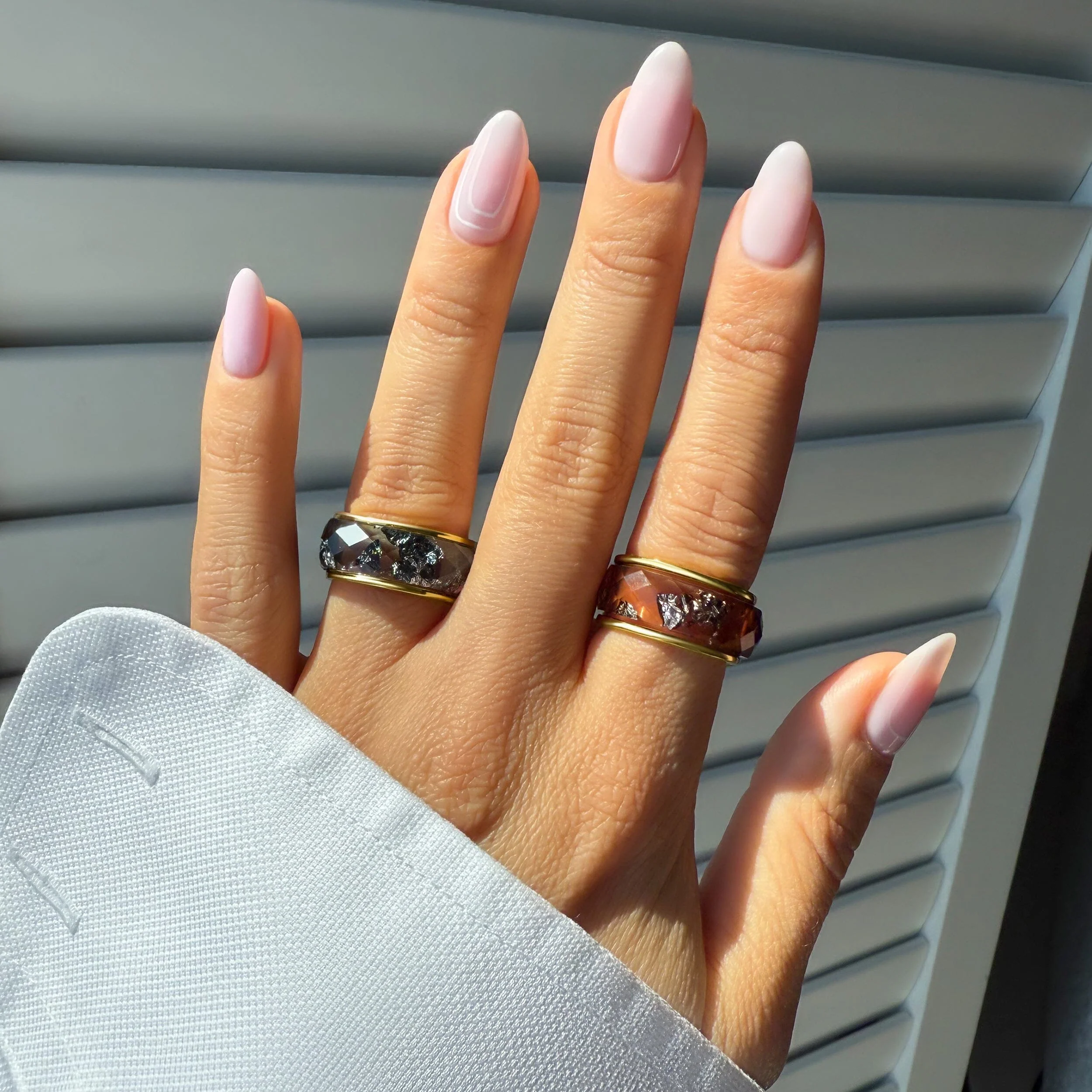 Night Sky & Golden Amber Resin Rings Set - Image 6