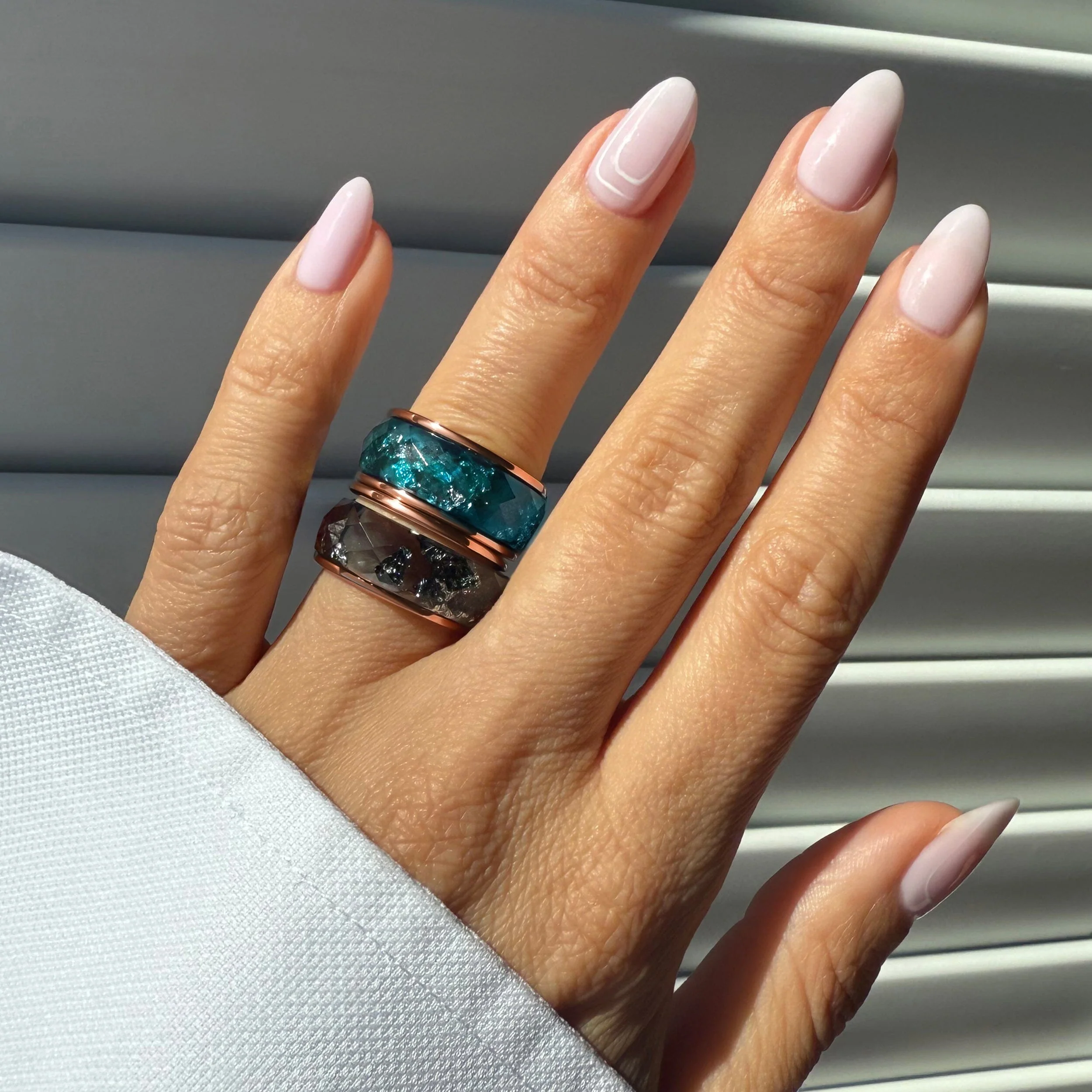 Night Sky & Ocean Blue Resin Rings Set - Image 9