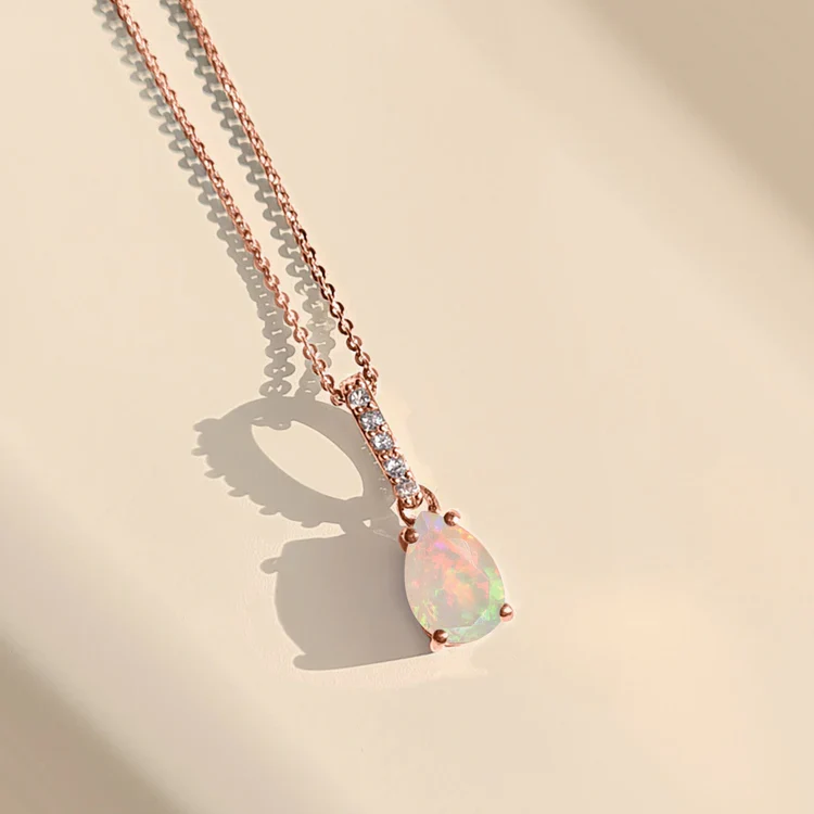 Opal Diamond Necklace Sway - October Birthstone - Image 21