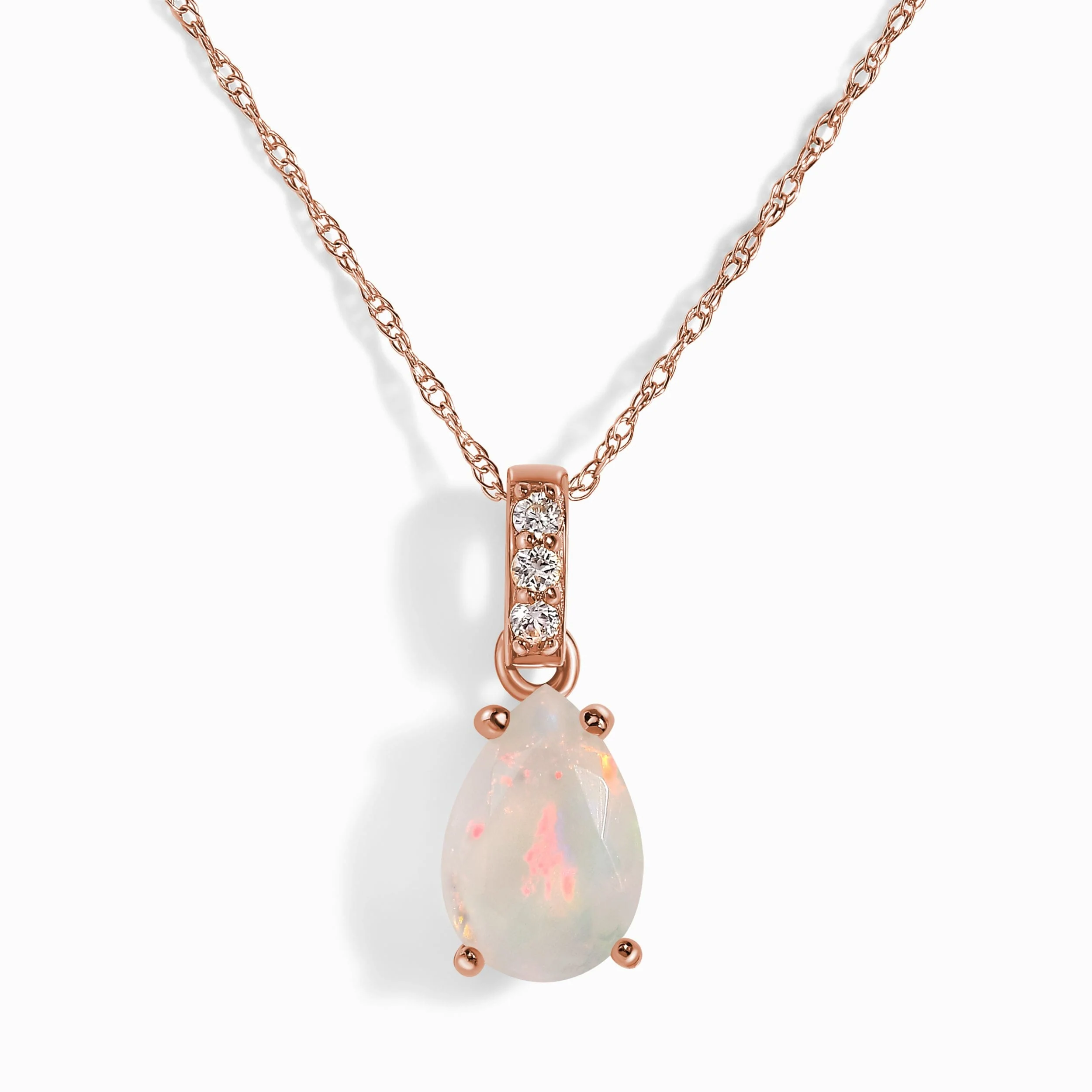 Opal Diamond Necklace Sway - October Birthstone - Image 4