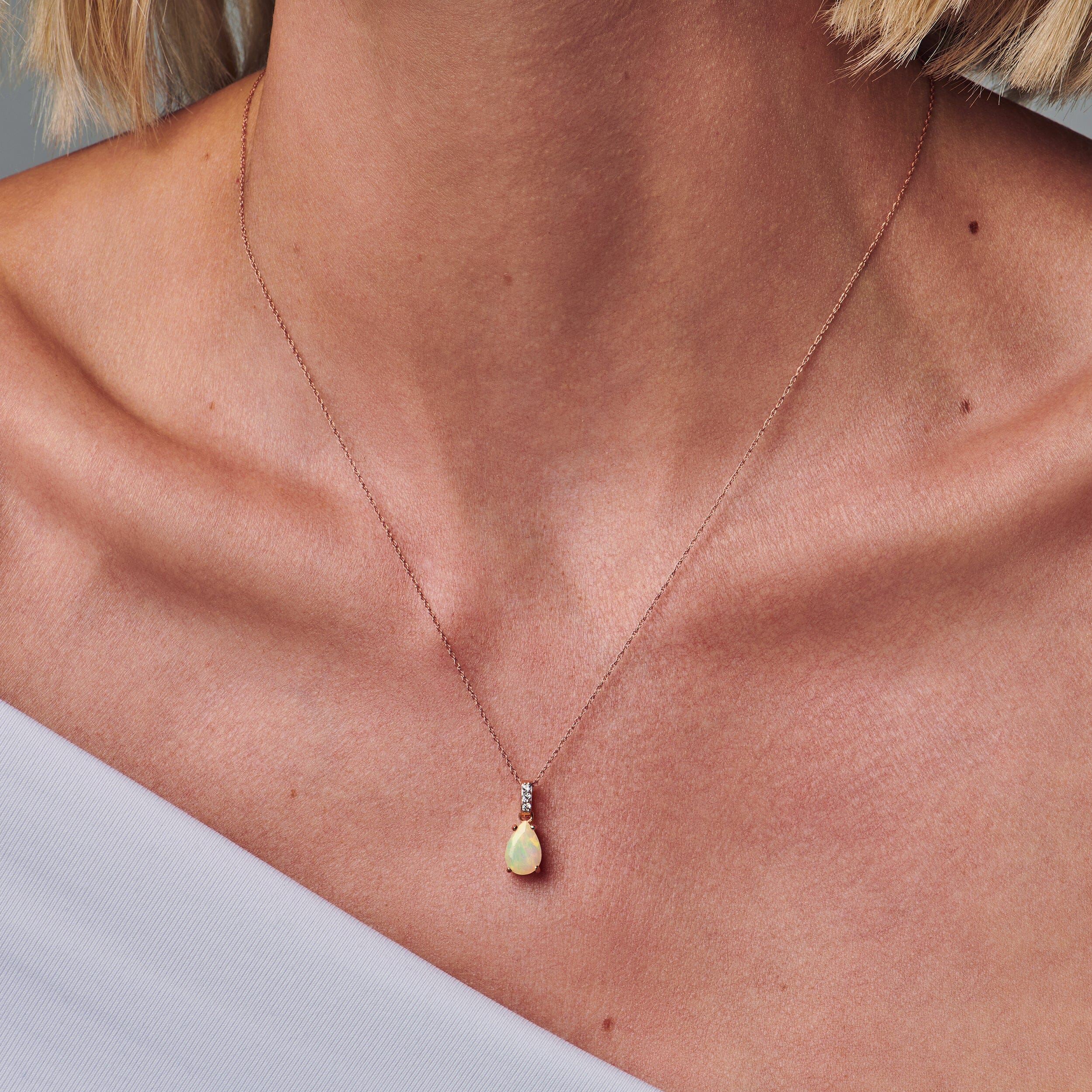 Opal Diamond Necklace Sway - October Birthstone - Image 5