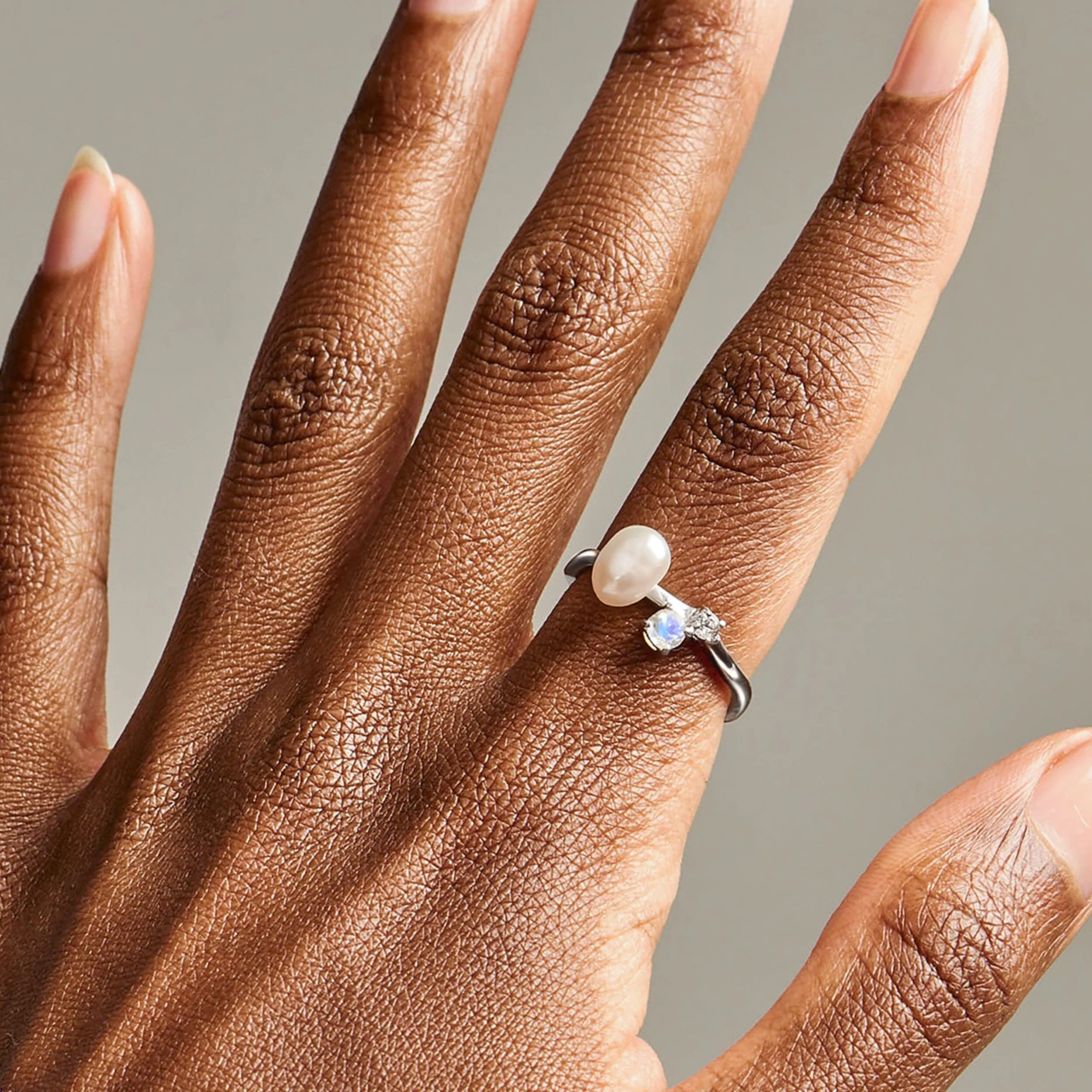Pearl Moonstone Ring - Aelora - Image 5