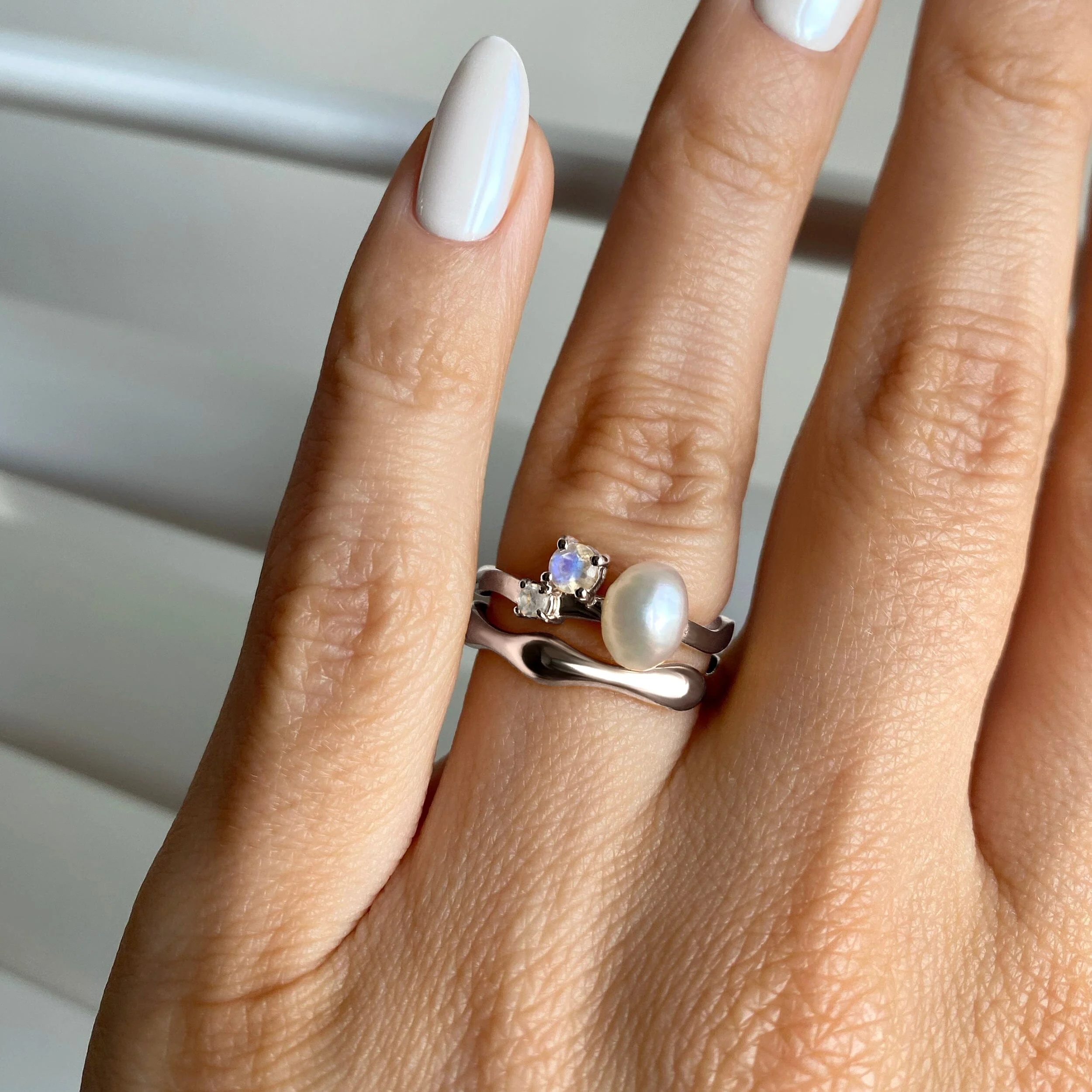Pearl Moonstone Ring - Aelora - Image 6