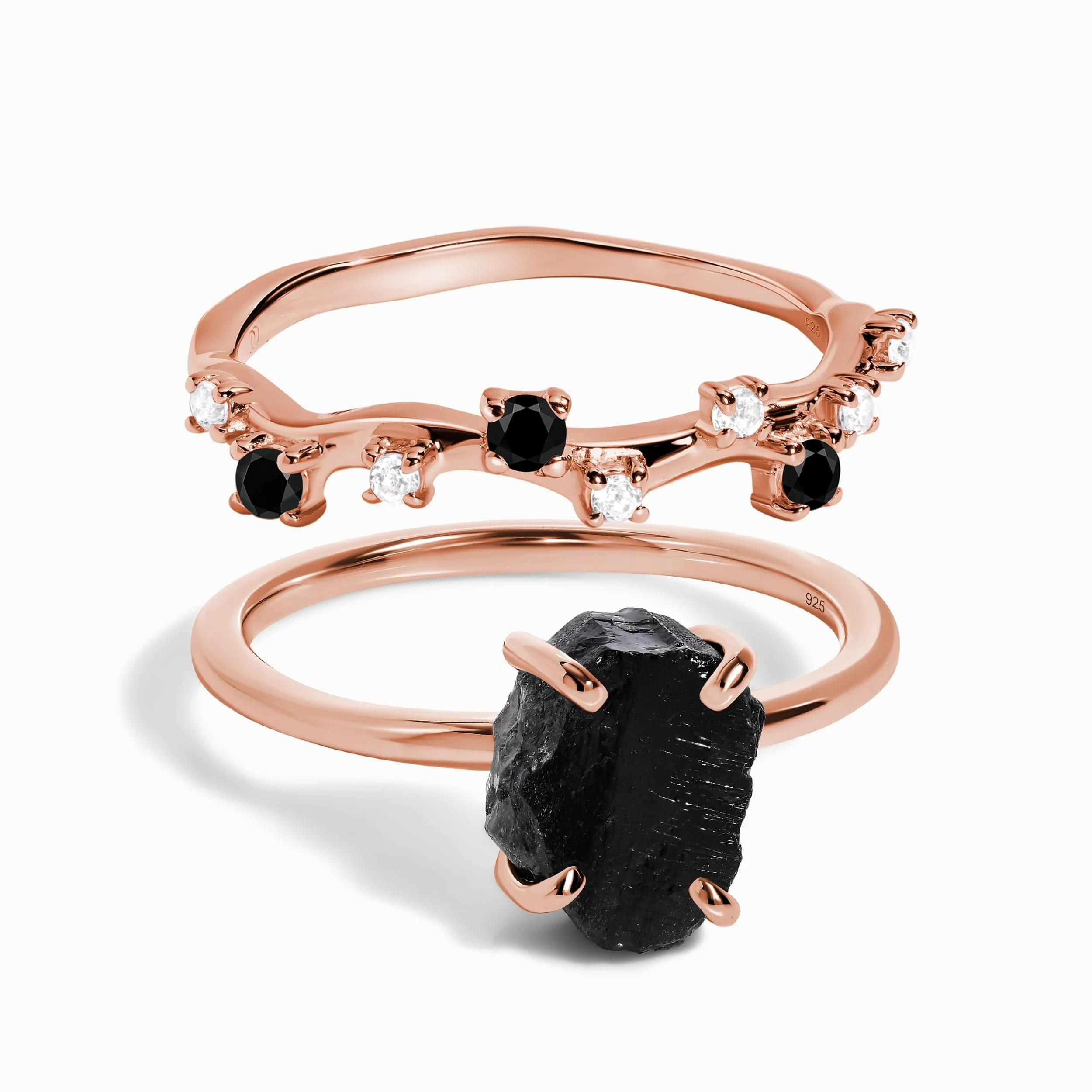 Petite Black Obsidian Ring & Black Onyx Stardust Band - Image 4