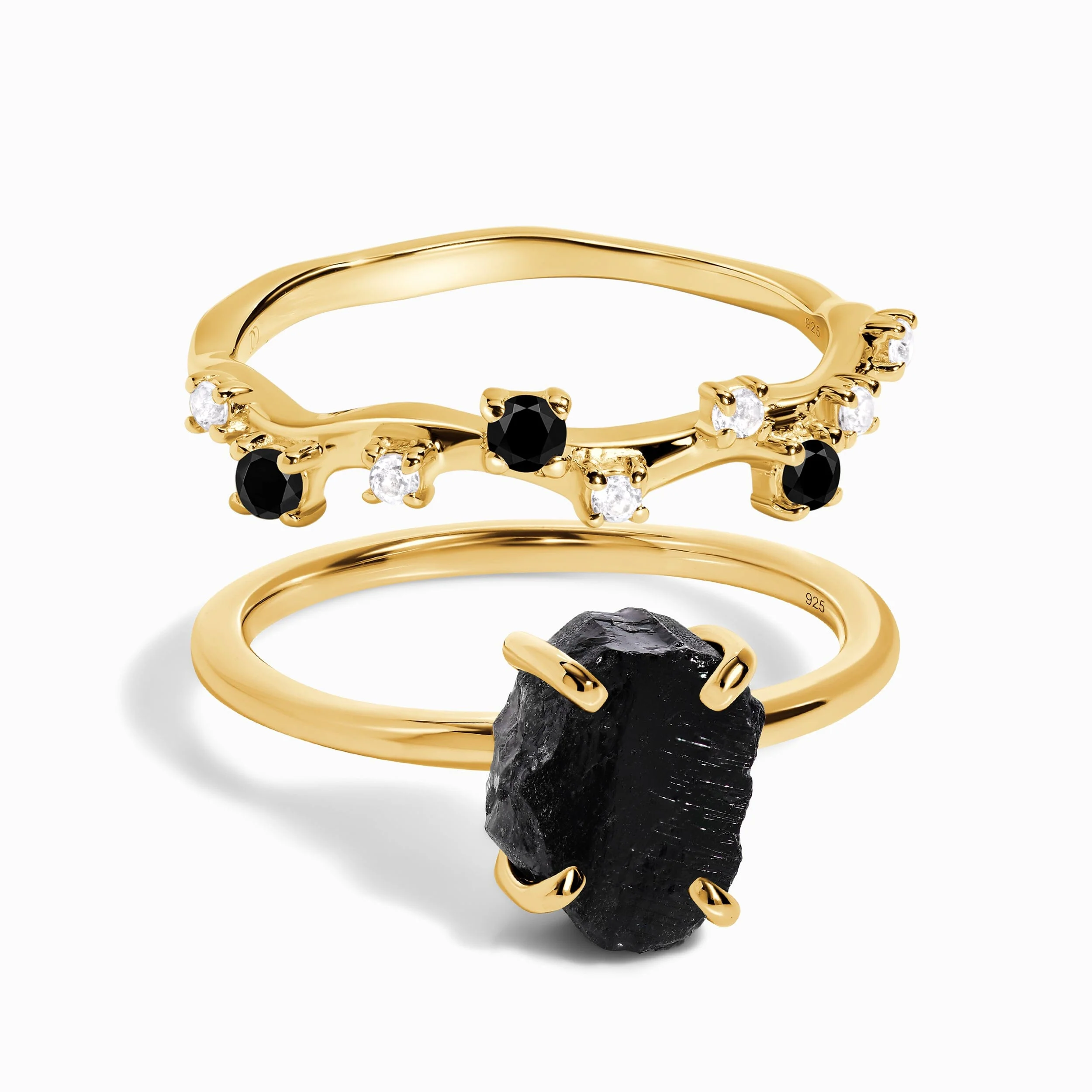 Petite Black Obsidian Ring & Black Onyx Stardust Band - Image 7