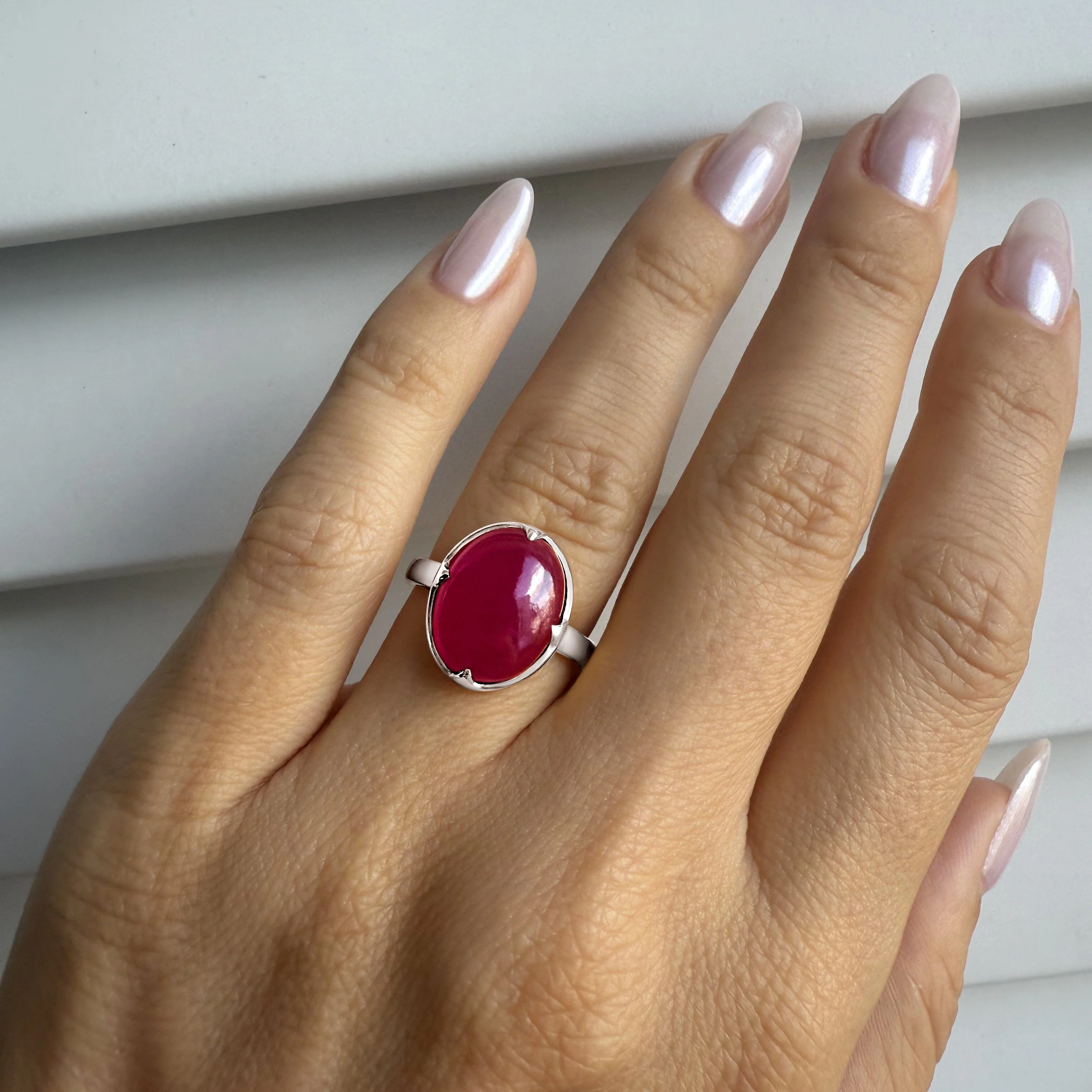 Pink Quartz Cabochon Ring - Aura - Image 2