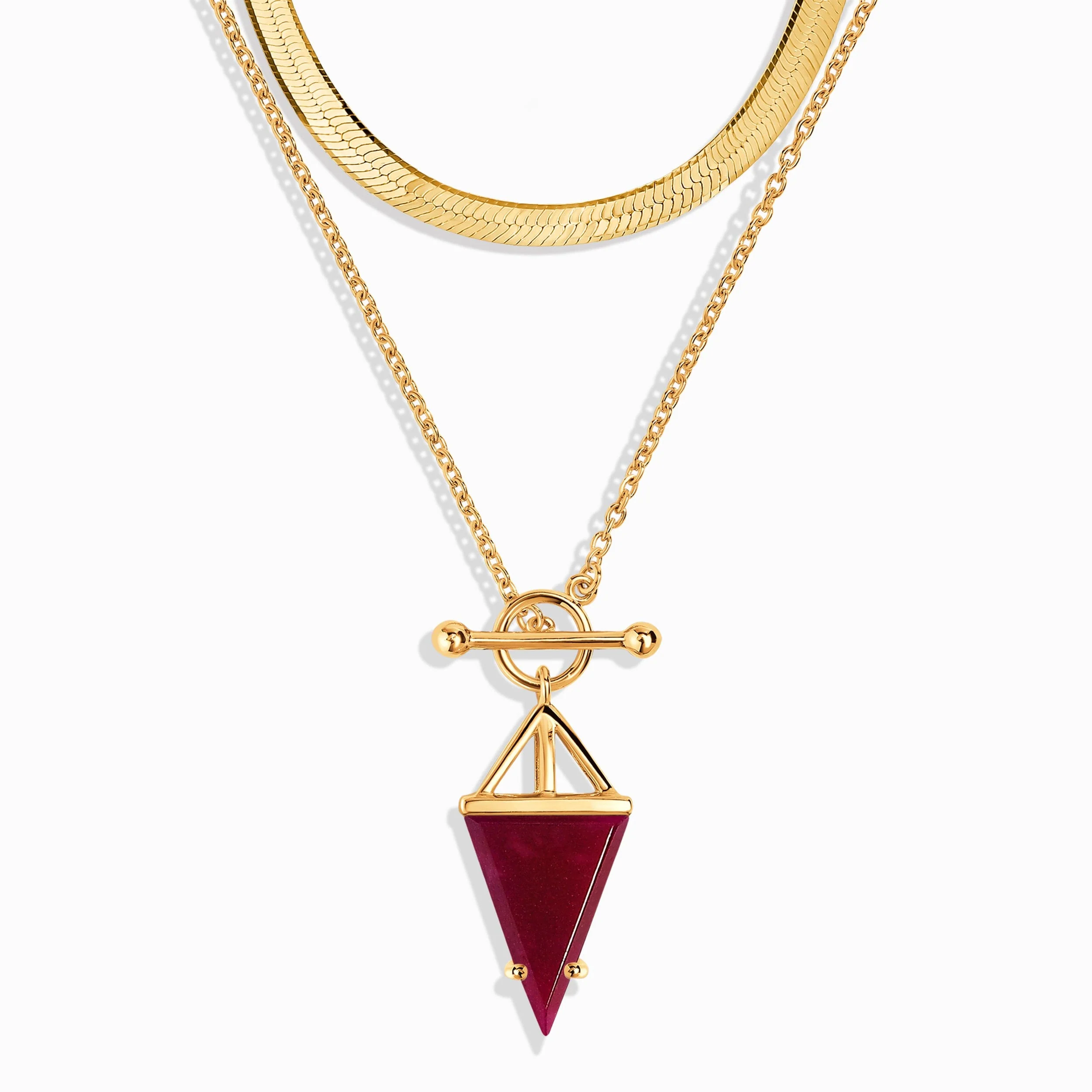 Pink Quartz Heroine T-Lock Necklace & Herringbone Chain - Image 5