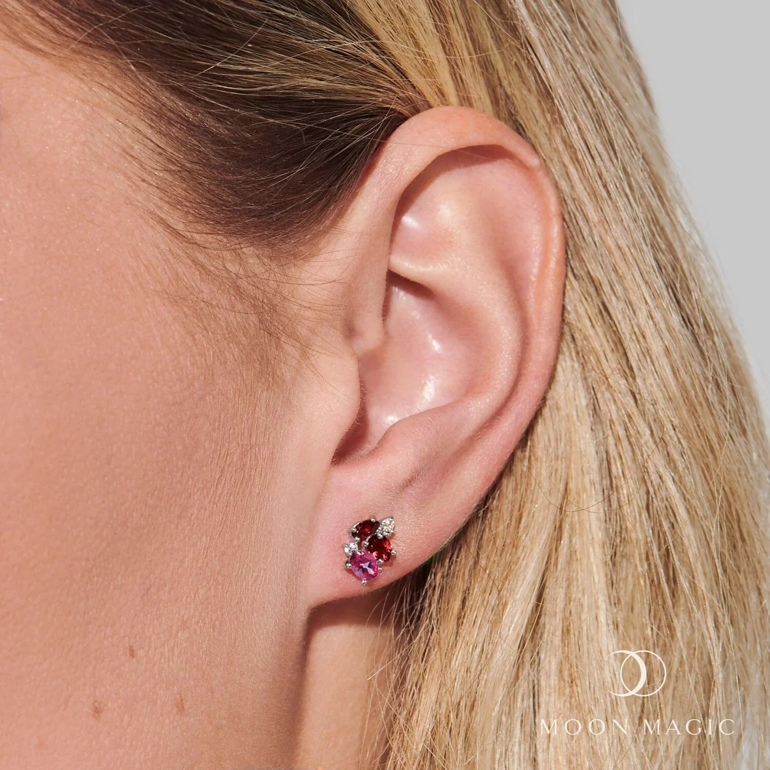 Pink Topaz Garnet Earrings - Orion - Image 2
