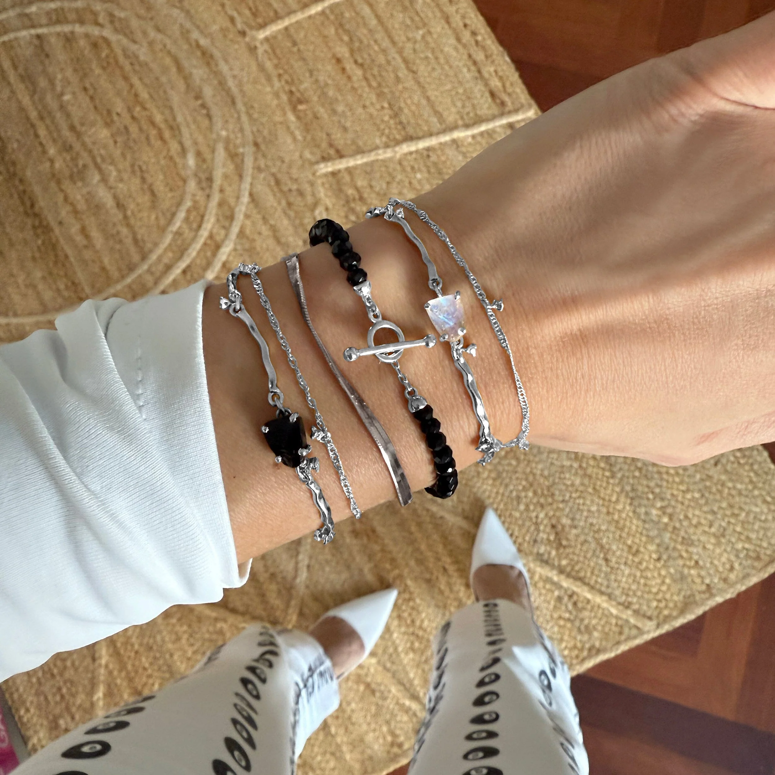 Black Obsidian T-Lock Beads Bracelet - Raise Your Vibrations - Image 9