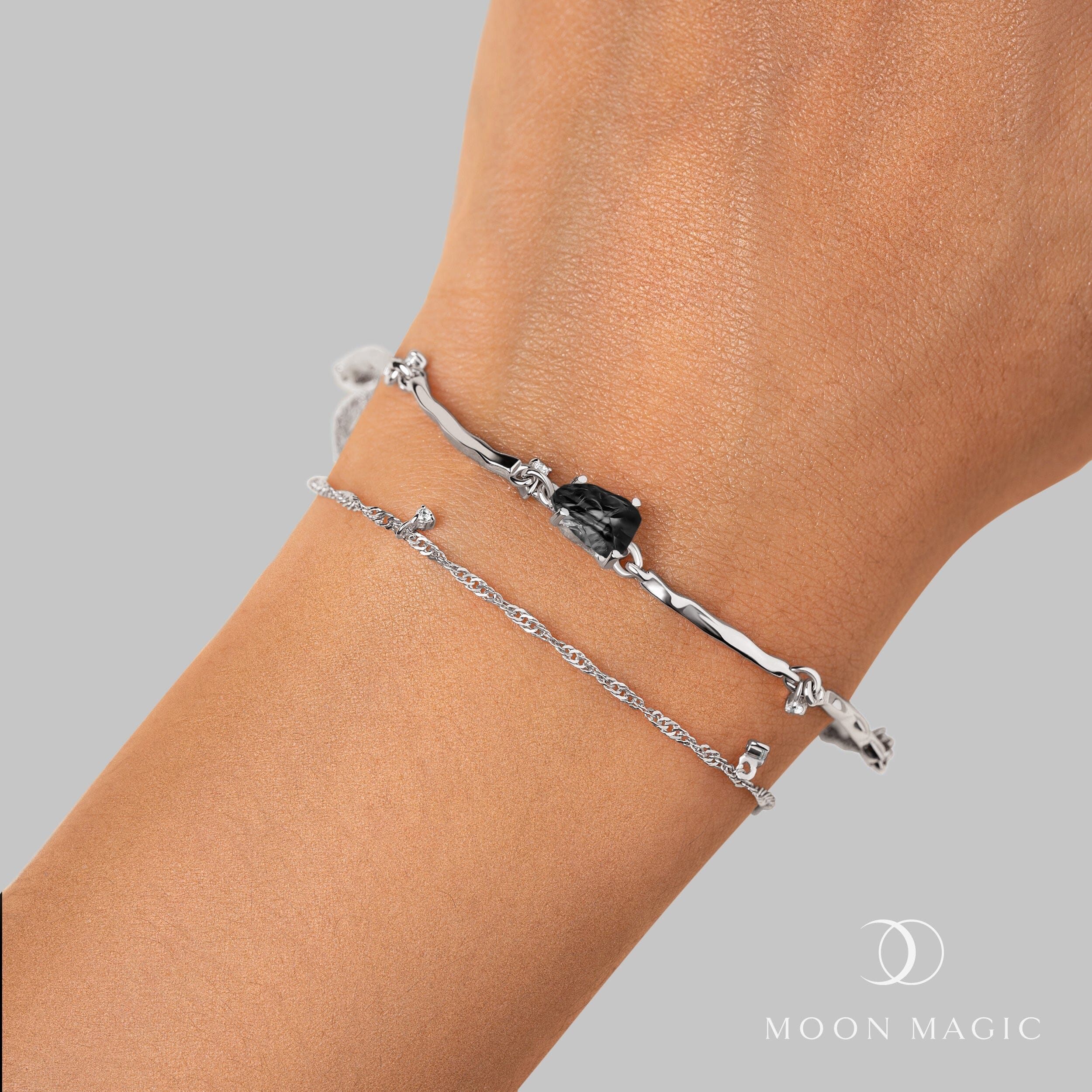 Raw Crystal Bracelet - Flow Black Obsidian - Image 2