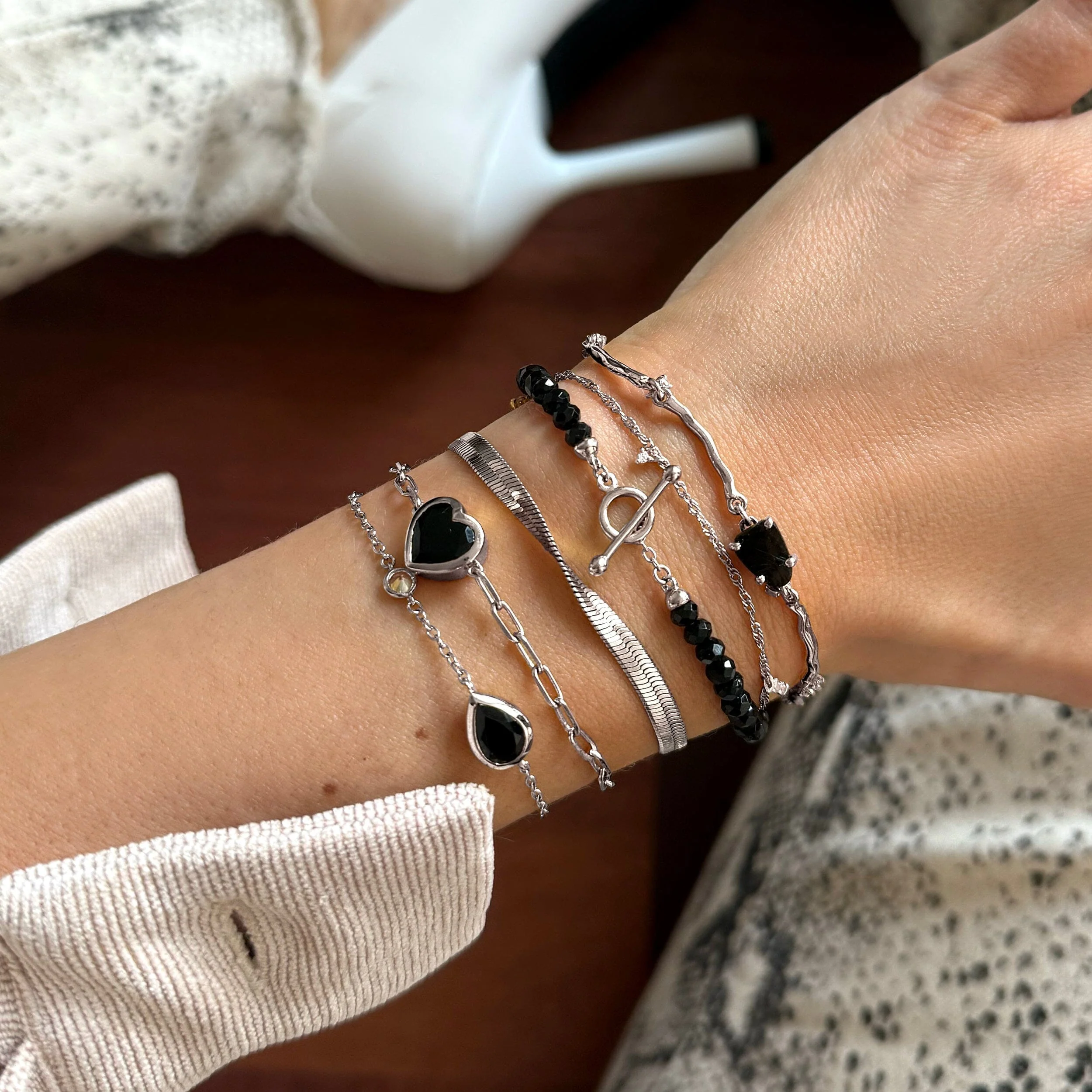 Raw Crystal Bracelet - Flow Black Obsidian - Image 9
