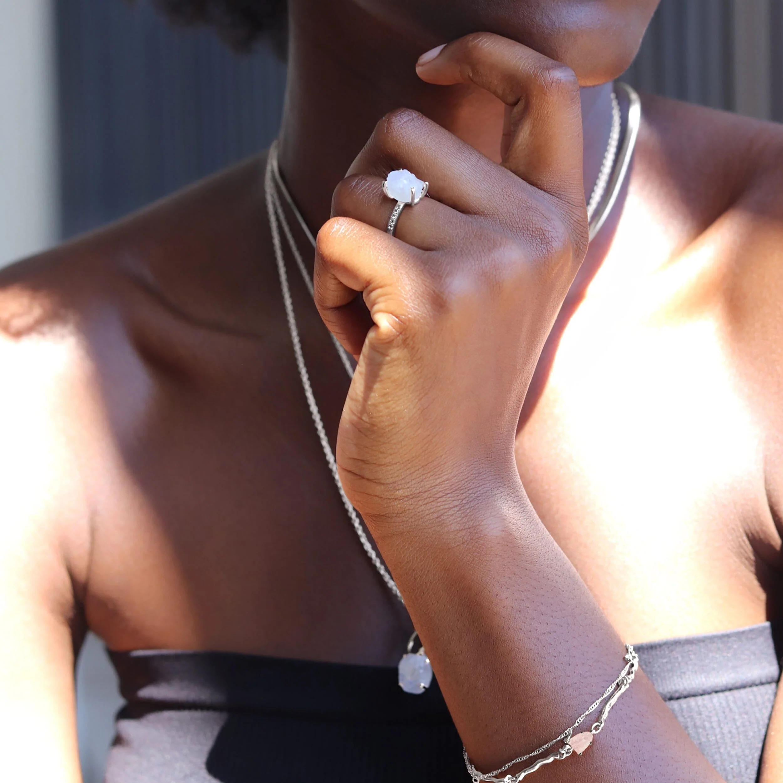 Raw Crystal Bracelet - Flow Rose Quartz - Image 12
