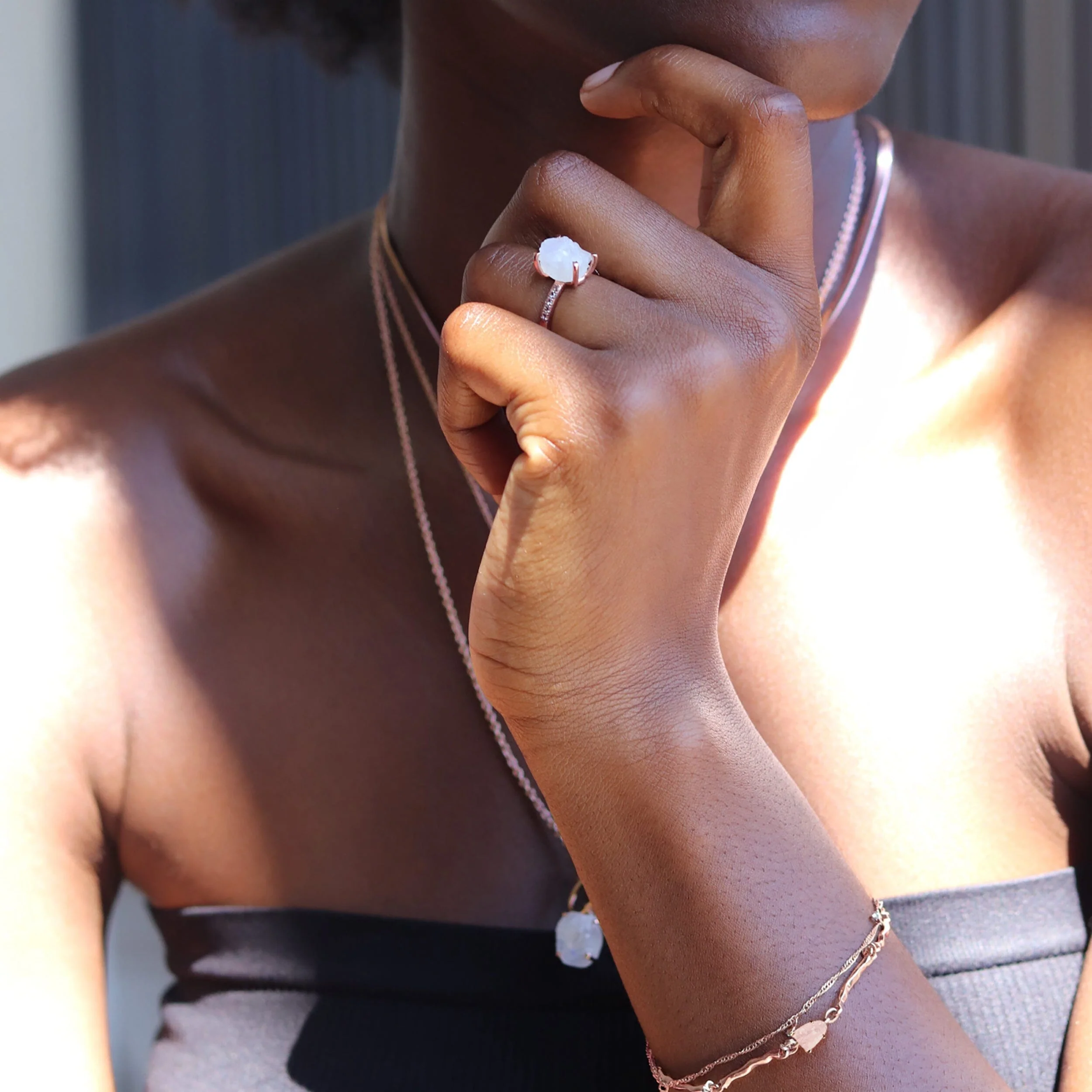 Raw Crystal Bracelet - Flow Rose Quartz - Image 15