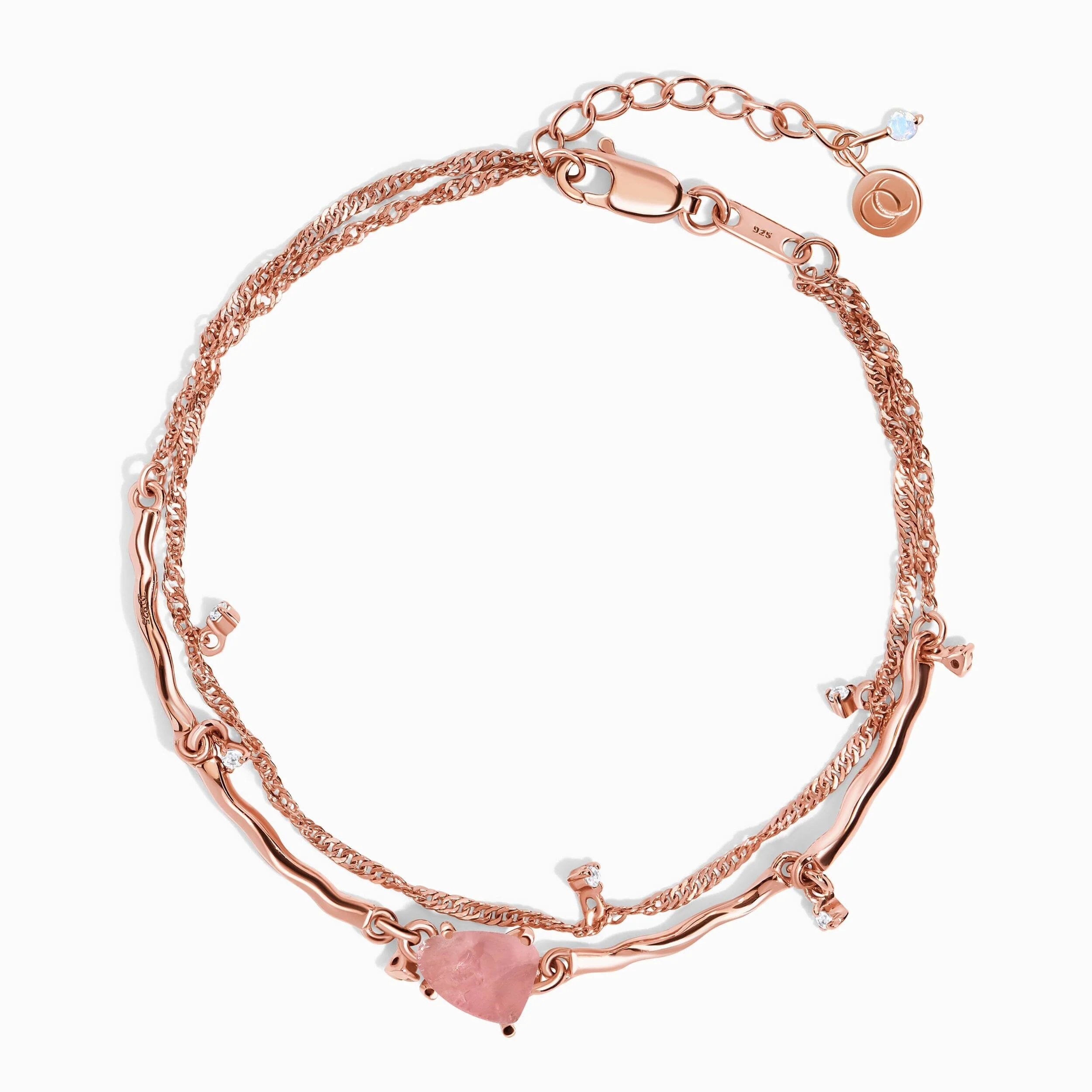 Raw Crystal Bracelet - Flow Rose Quartz - Image 4