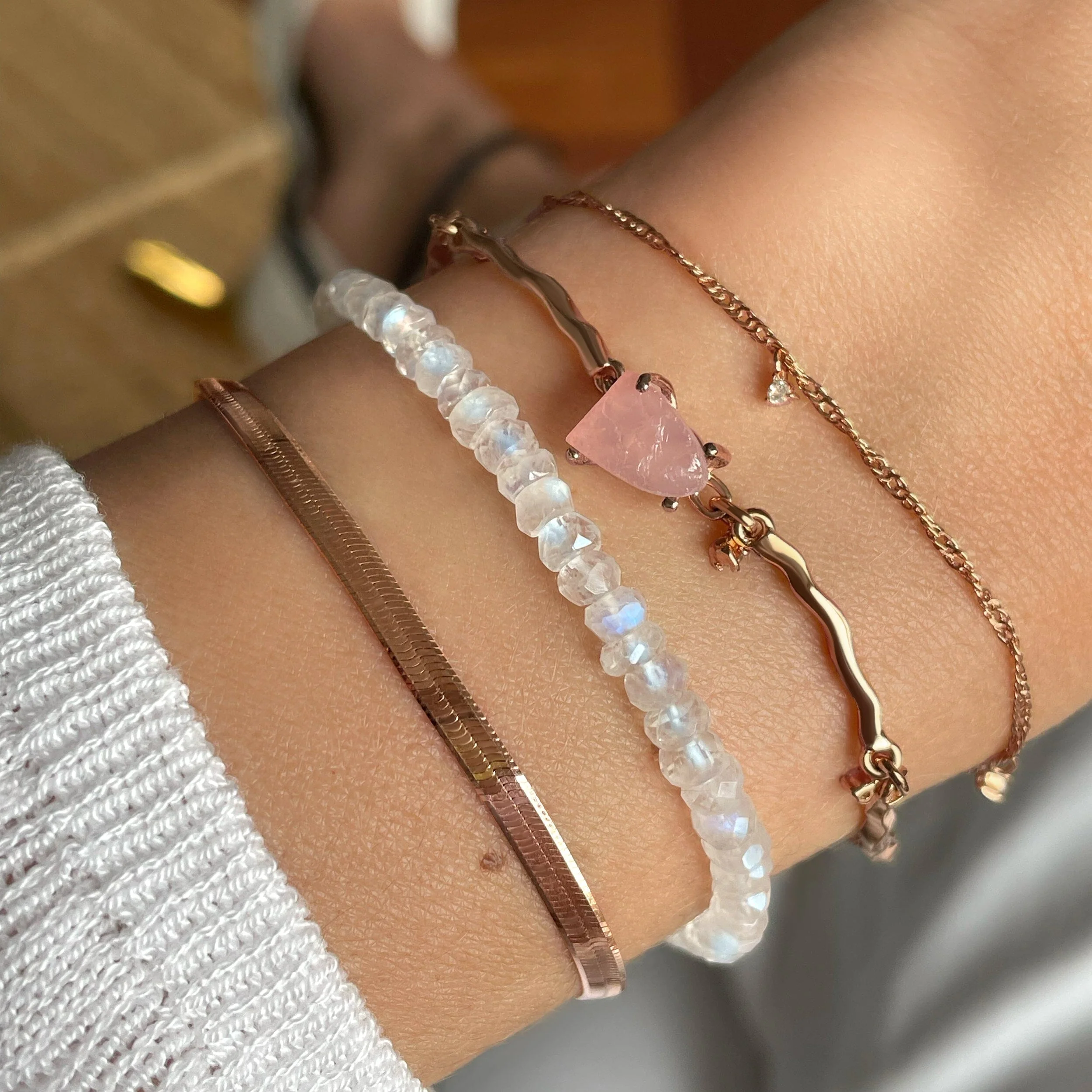Raw Crystal Bracelet - Flow Rose Quartz - Image 6