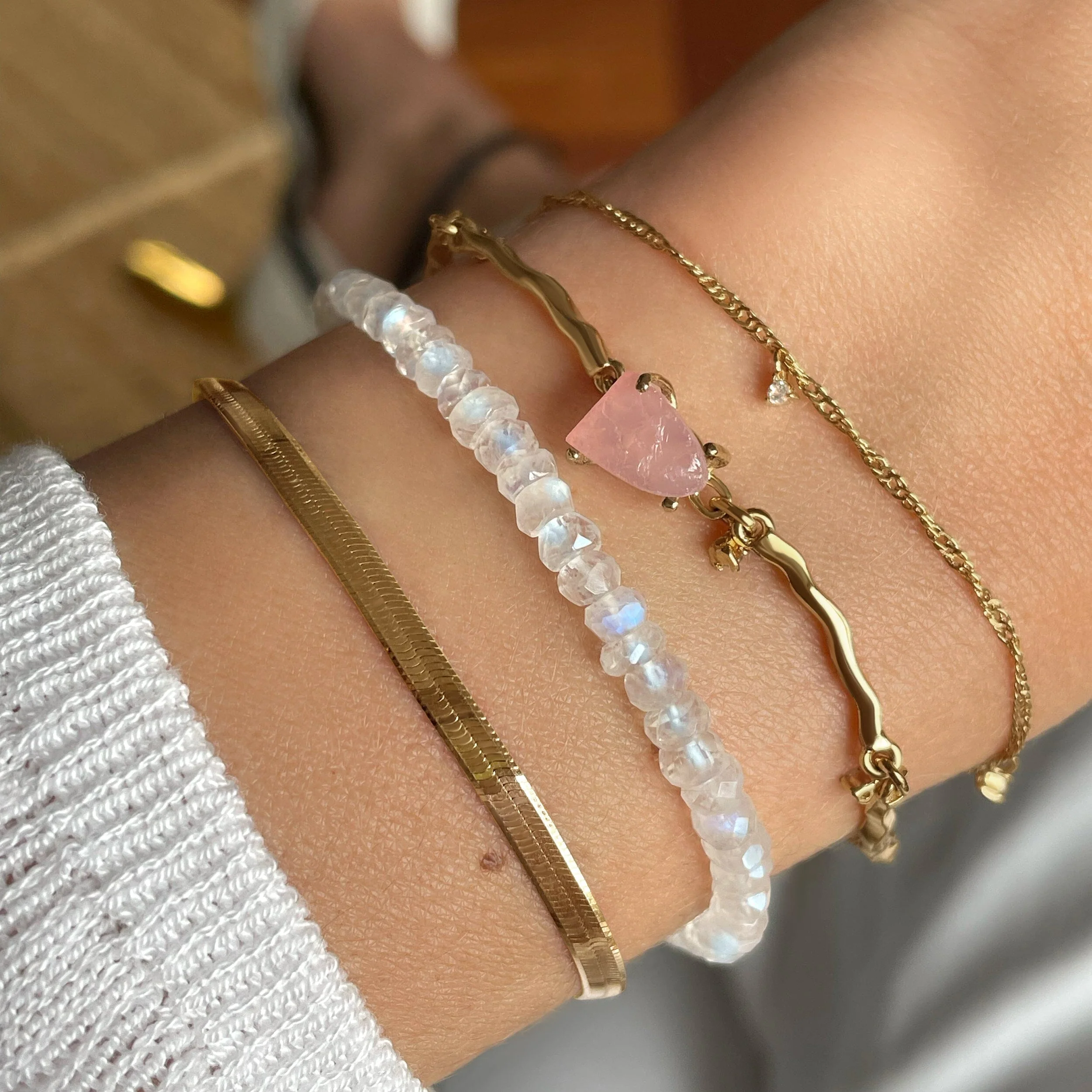 Raw Crystal Bracelet - Flow Rose Quartz - Image 9
