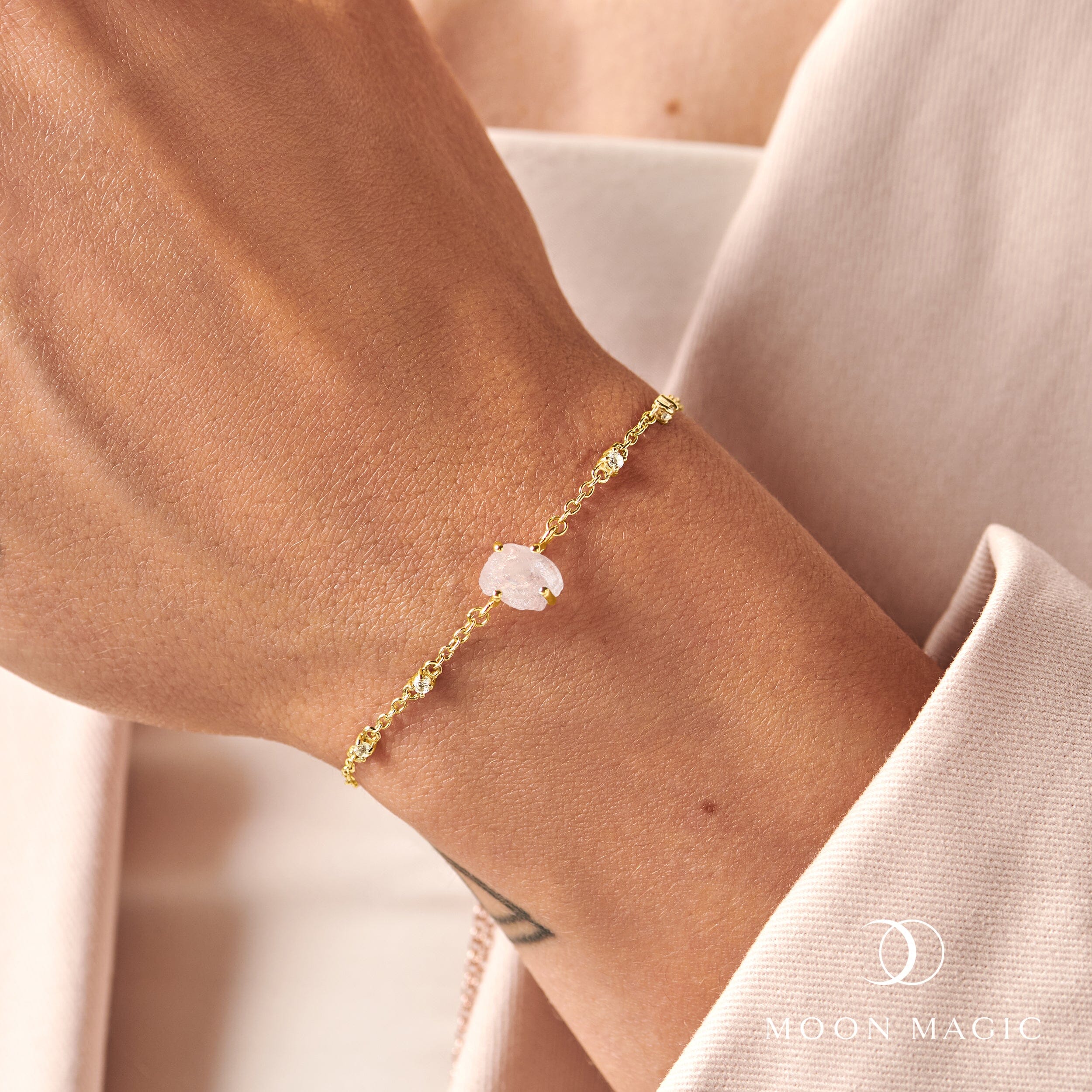 Raw Crystal Bracelet - Rose Quartz 'Self Love' - Image 6