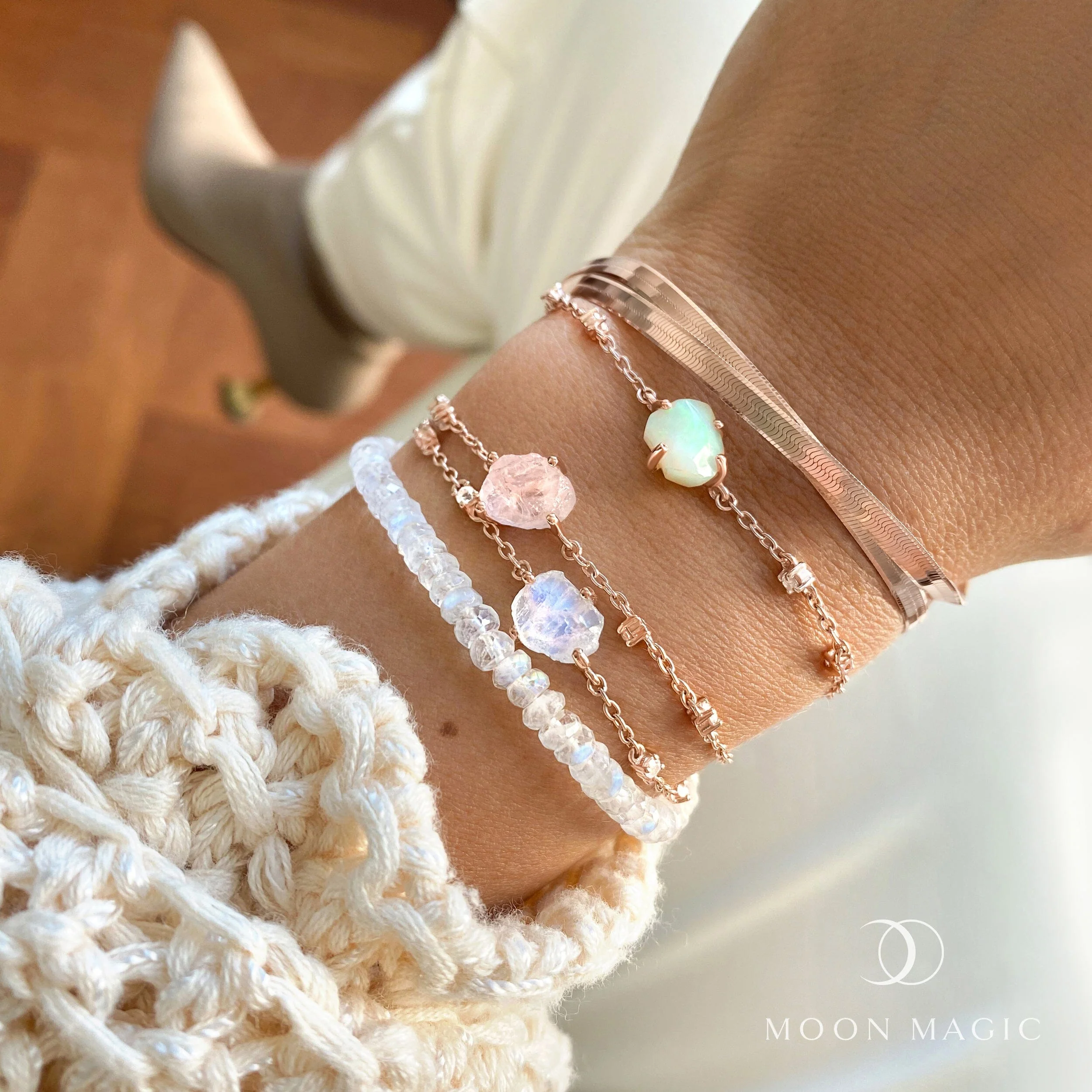 Raw Crystal Bracelet - Rose Quartz 'Self Love' - Image 9