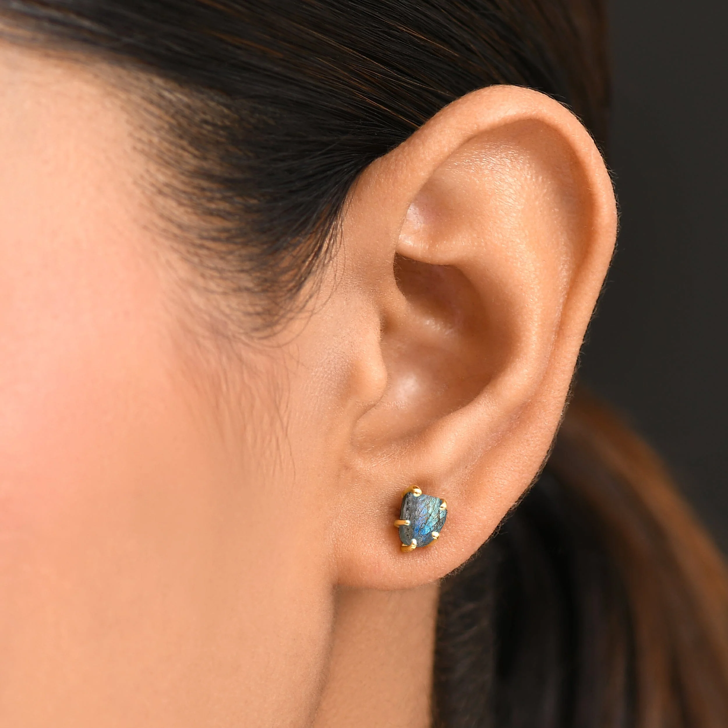 Raw Crystal Earrings - Celestial Labradorite - Image 6