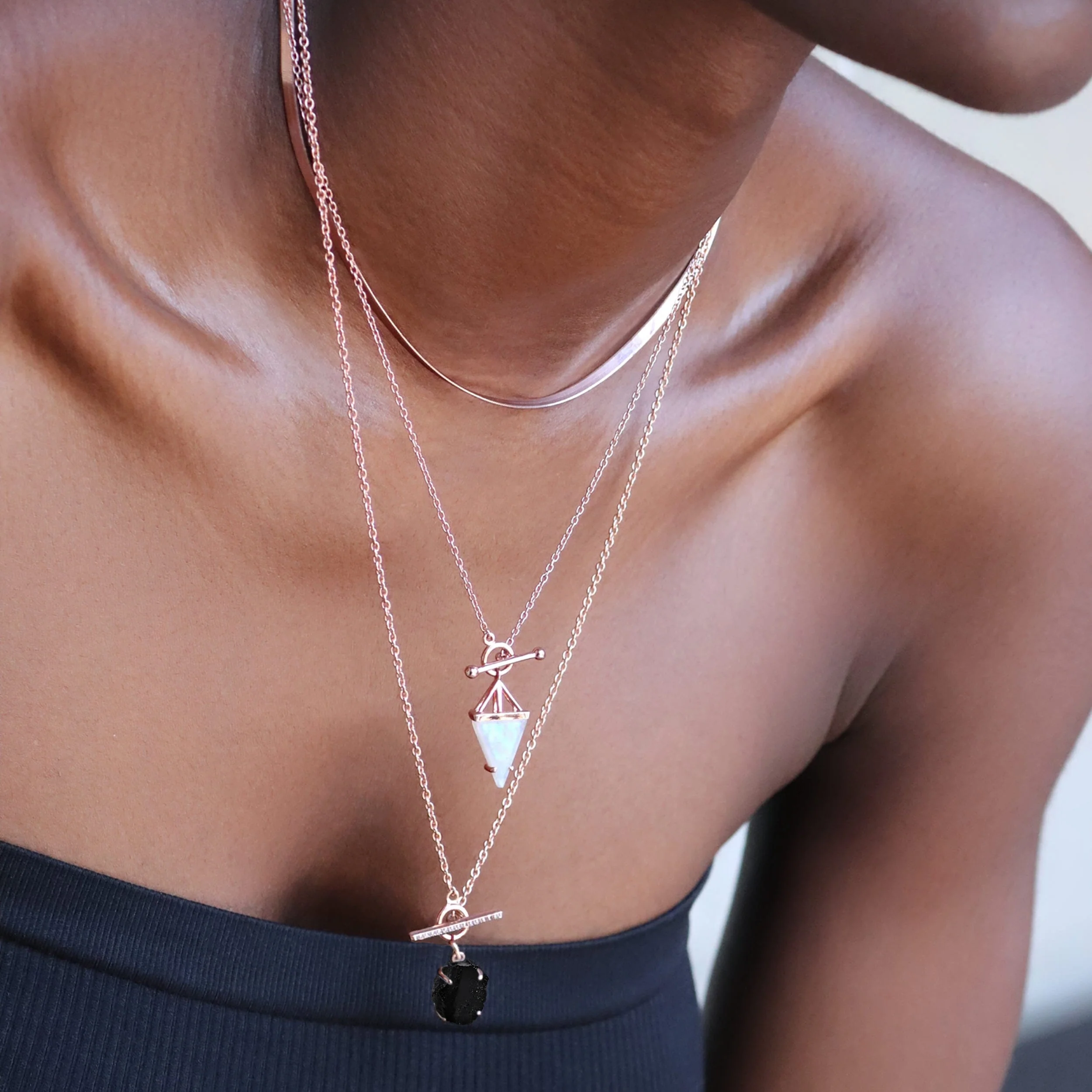 Raw Crystal Necklace - Black Obsidian T-Lock - Image 14