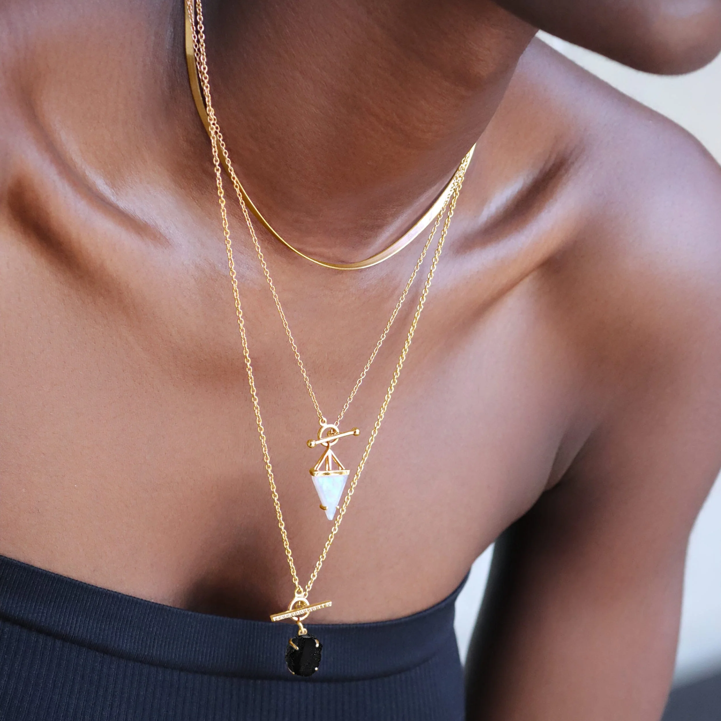 Raw Crystal Necklace - Black Obsidian T-Lock - Image 18