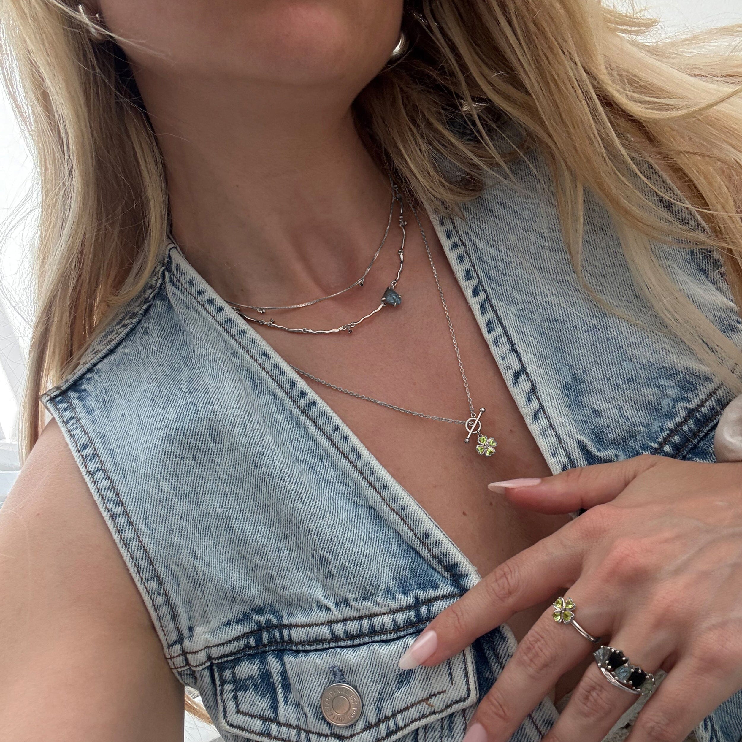 Raw Crystal Necklace - Flowing Labradorite - Image 10