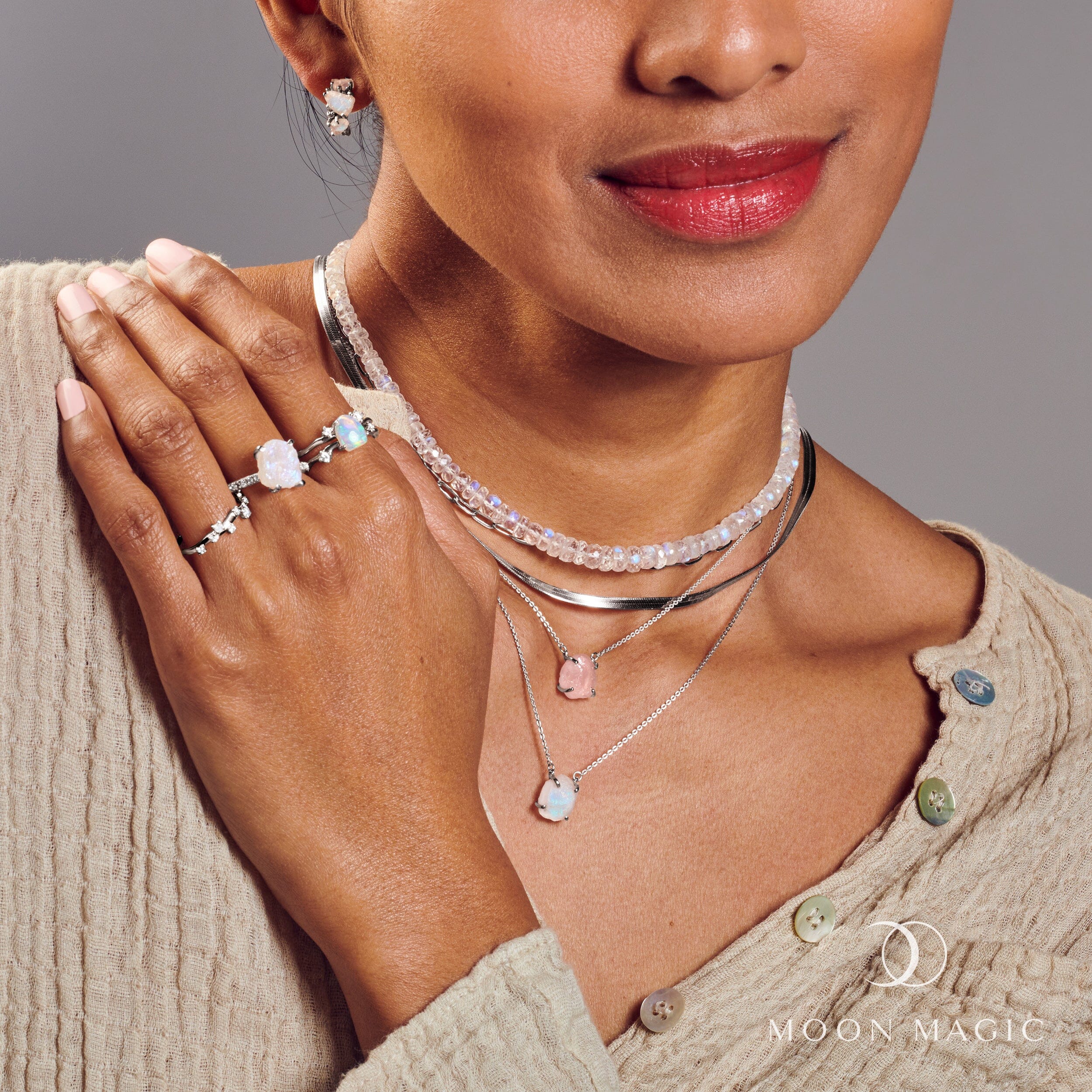 Raw Crystal Necklace - Moonstone 'Intuition' - Image 8