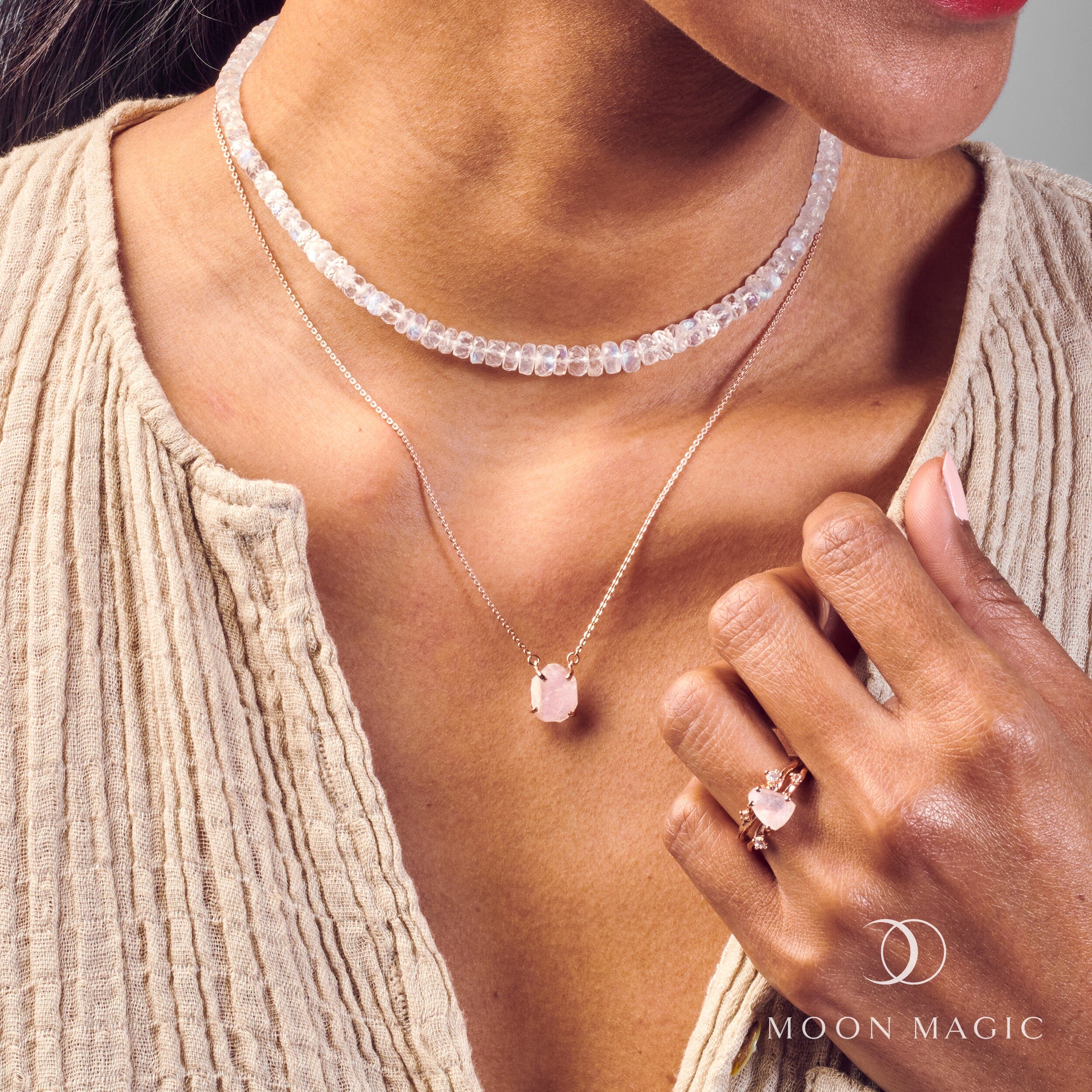 Raw Crystal Necklace - Rose Quartz 'Self-Love' - Image 12
