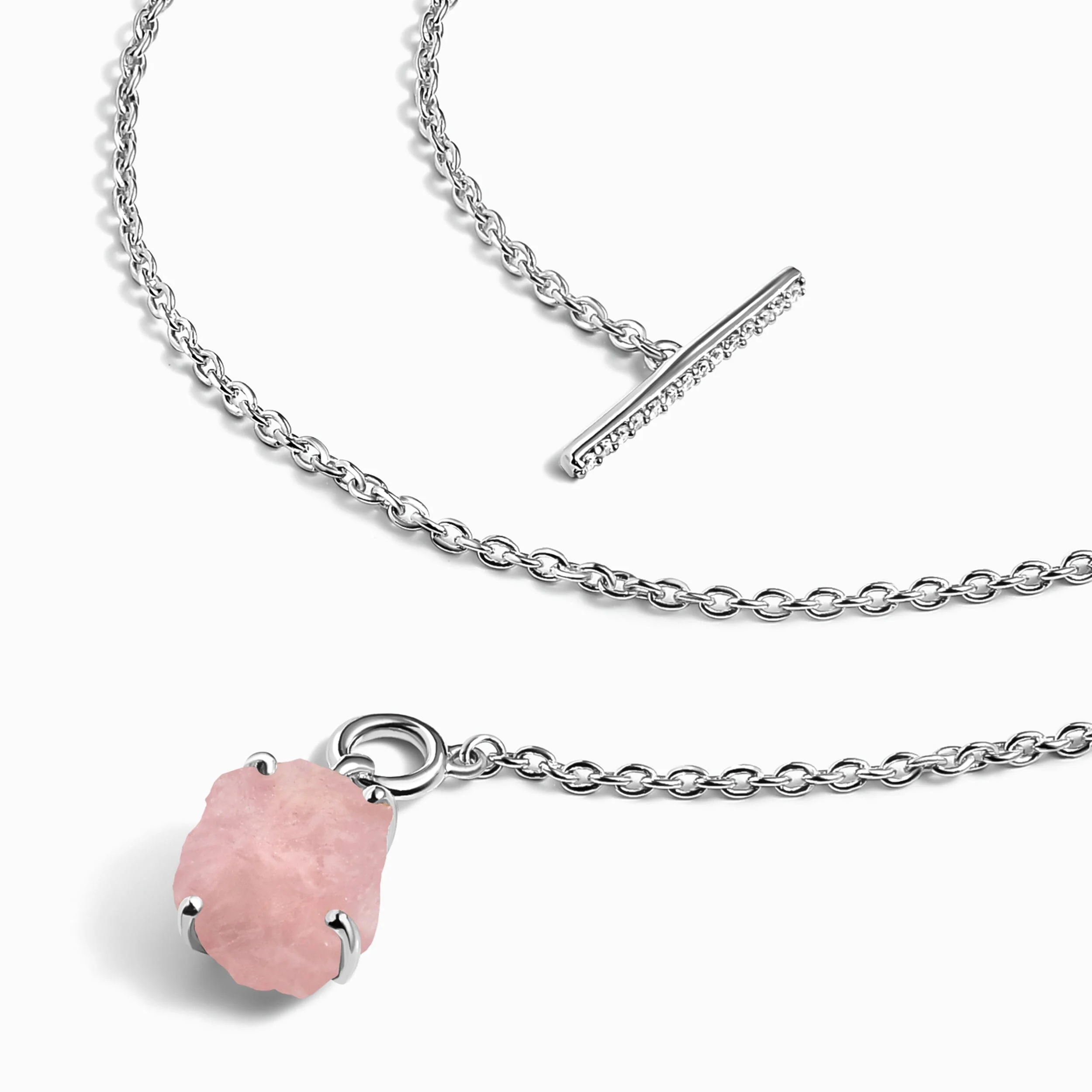 Raw Crystal Necklace - Rose Quartz T-Lock - Image 9