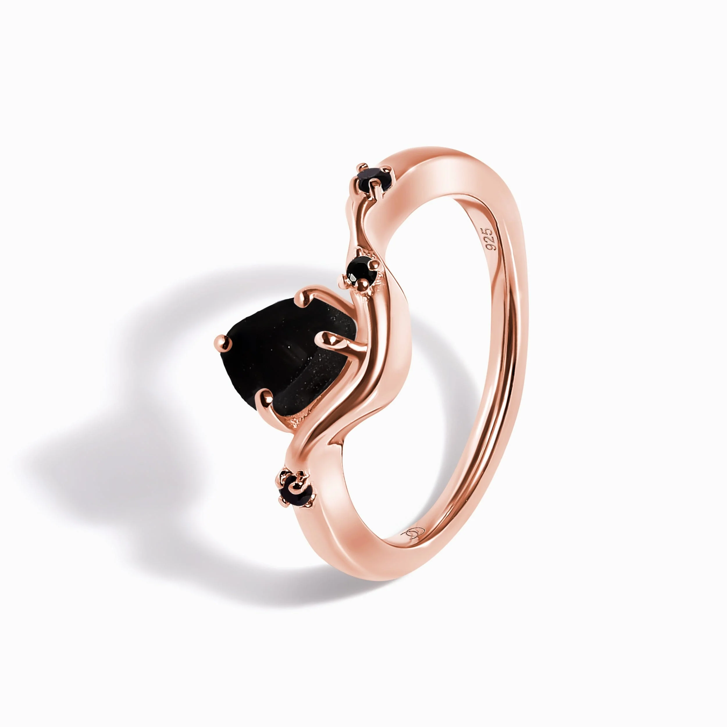 Raw Crystal Ring - Black Obsidian Black Spinel Arc of Origin - Image 10