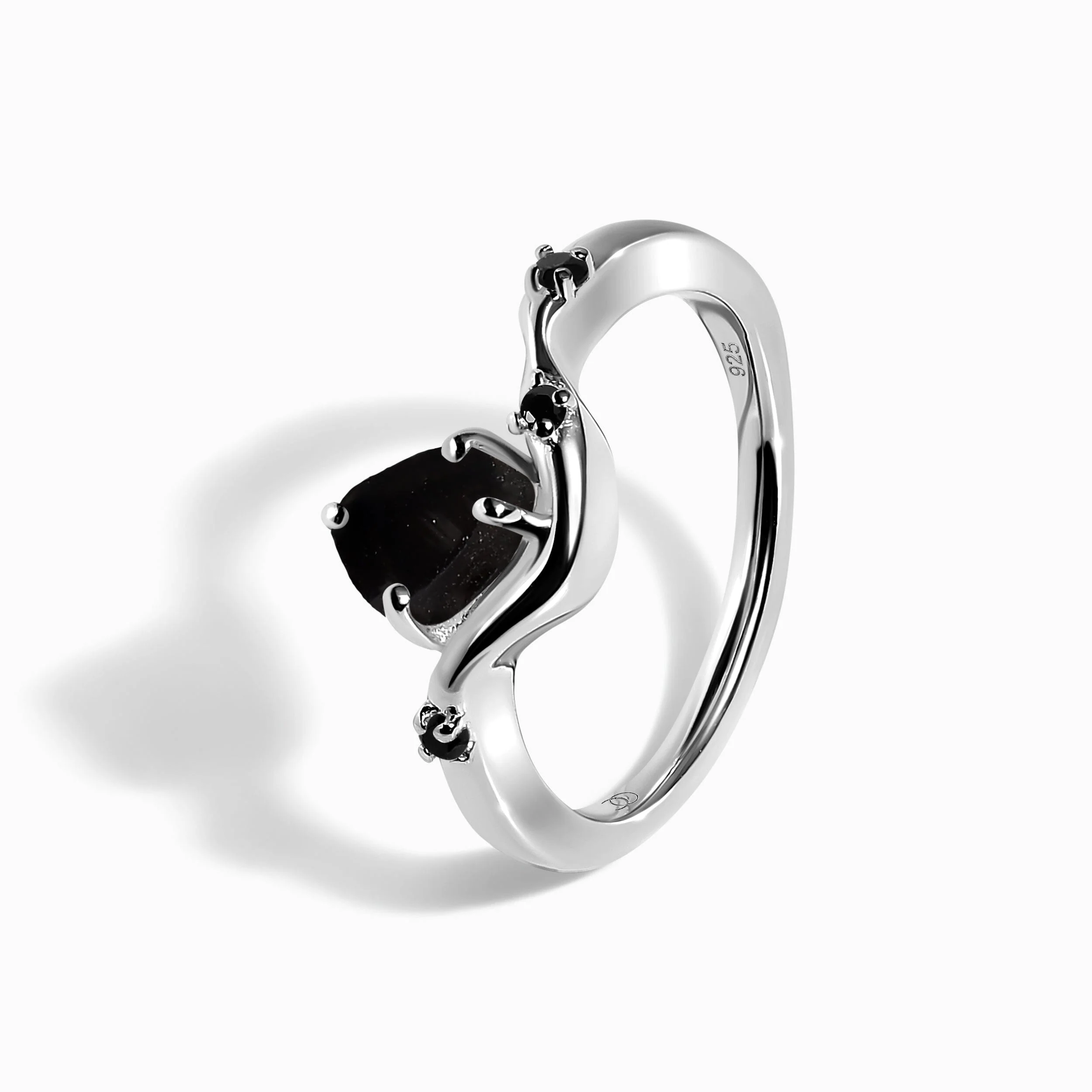 Raw Crystal Ring - Black Obsidian Black Spinel Arc of Origin - Image 11