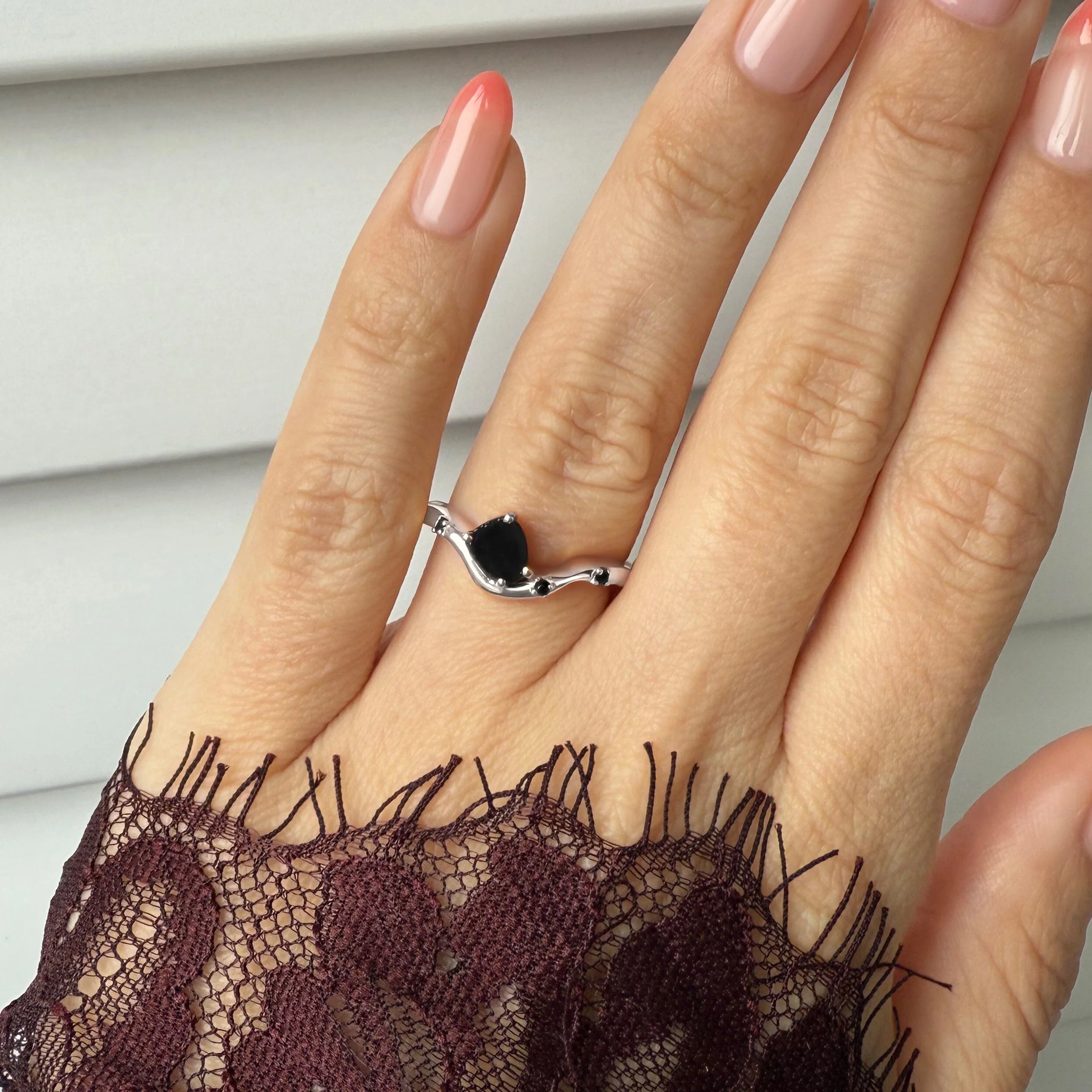 Raw Crystal Ring - Black Obsidian Black Spinel Arc of Origin - Image 4