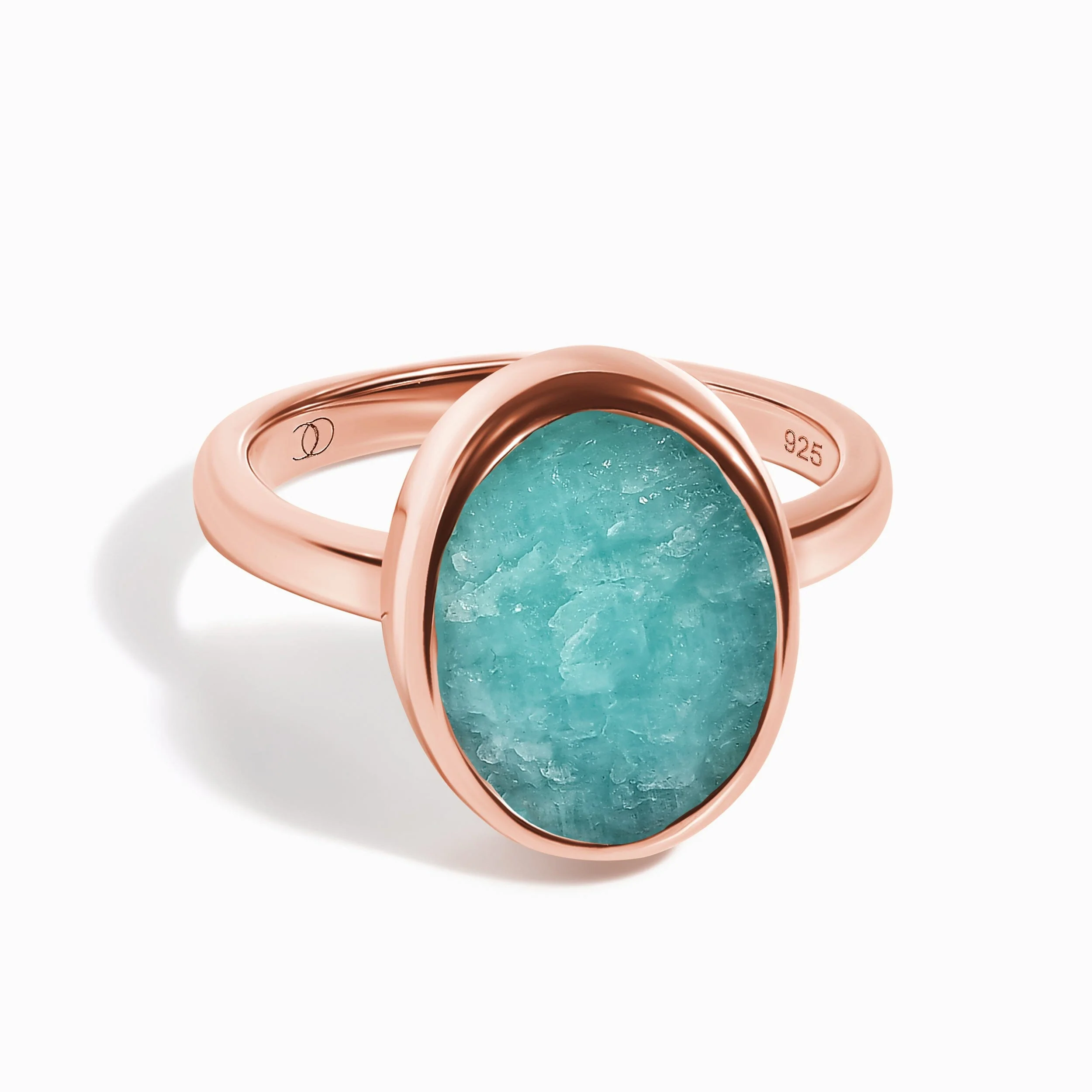 Raw Crystal Ring - Enfolded Amazonite - Image 3
