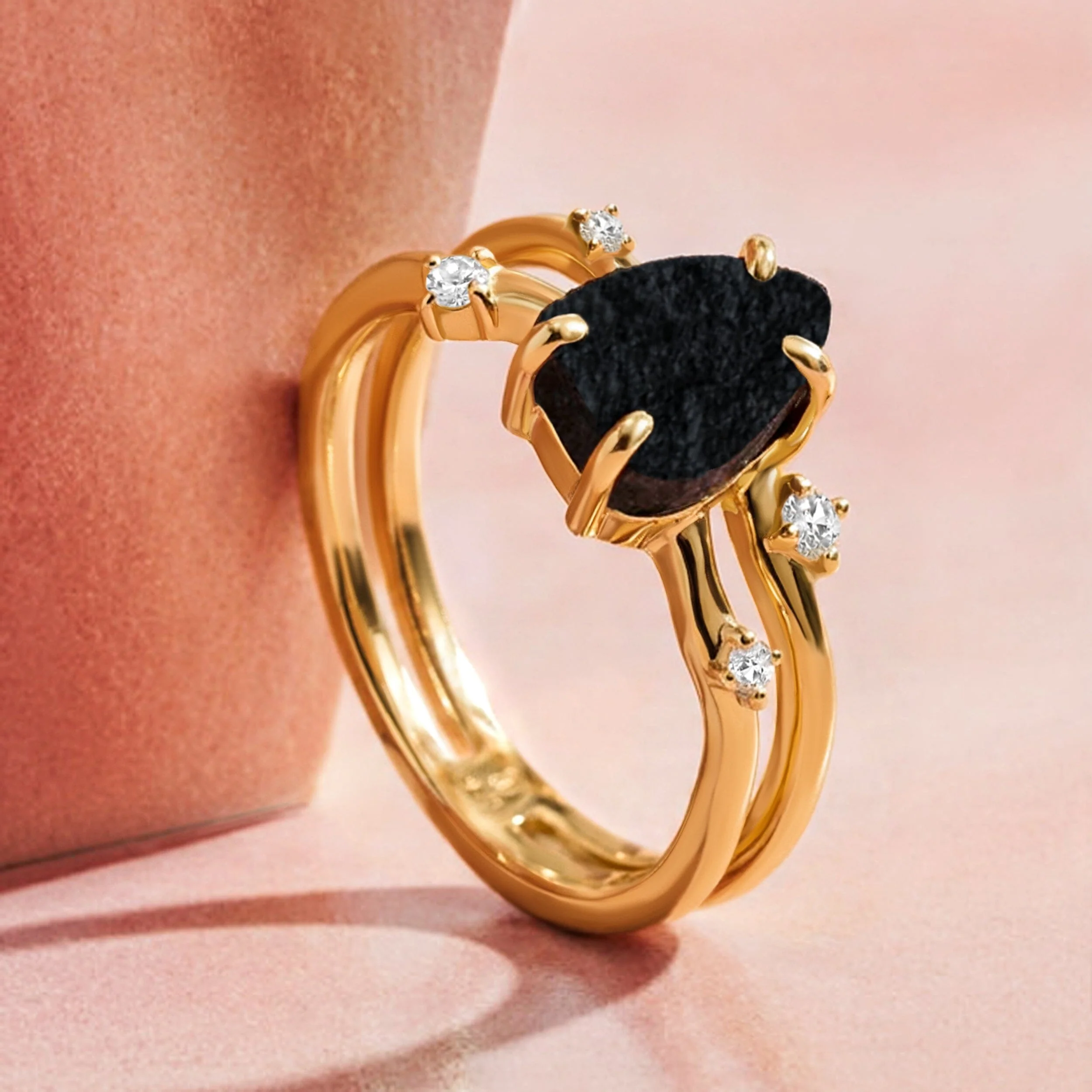 Raw Crystal Ring - Flow Black Obsidian - Image 34