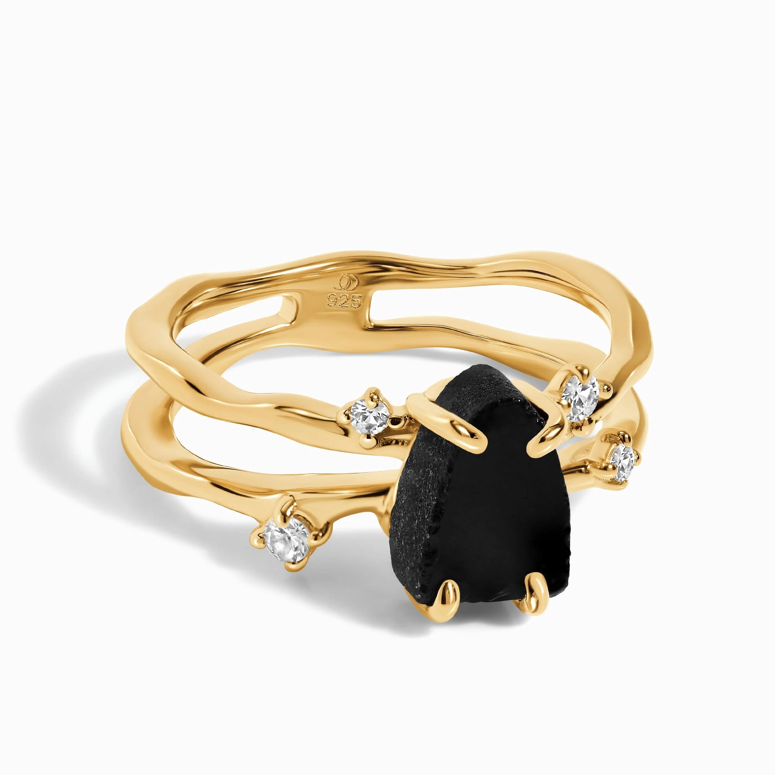 Raw Crystal Ring - Flow Black Obsidian - Image 5