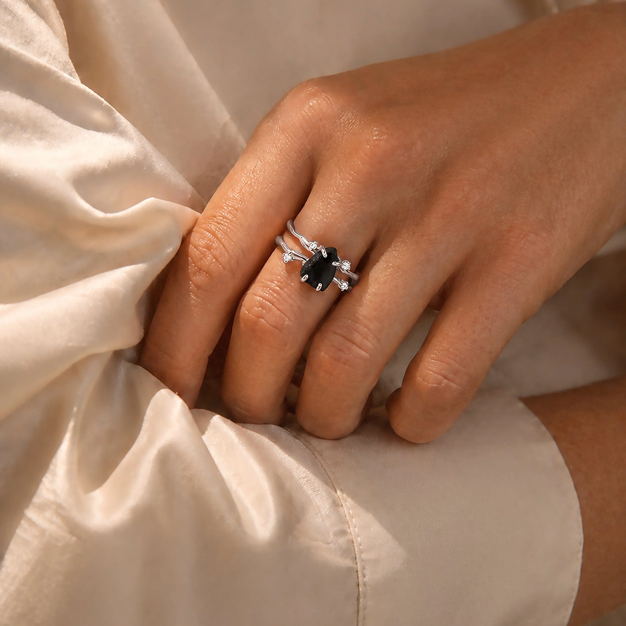 Raw Crystal Ring - Flow Black Obsidian - Image 8