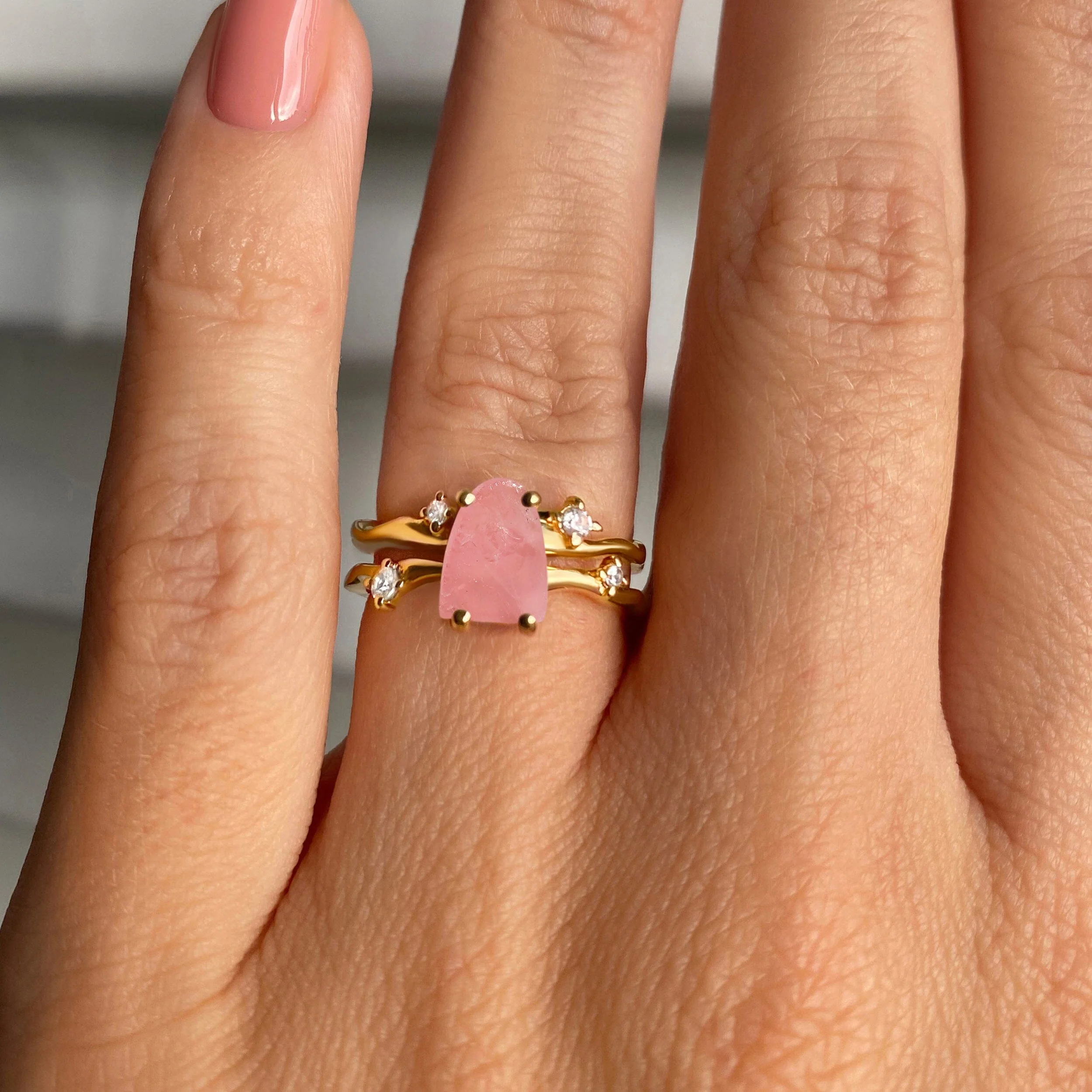 Raw Crystal Ring - Flow Rose Quartz - Image 12