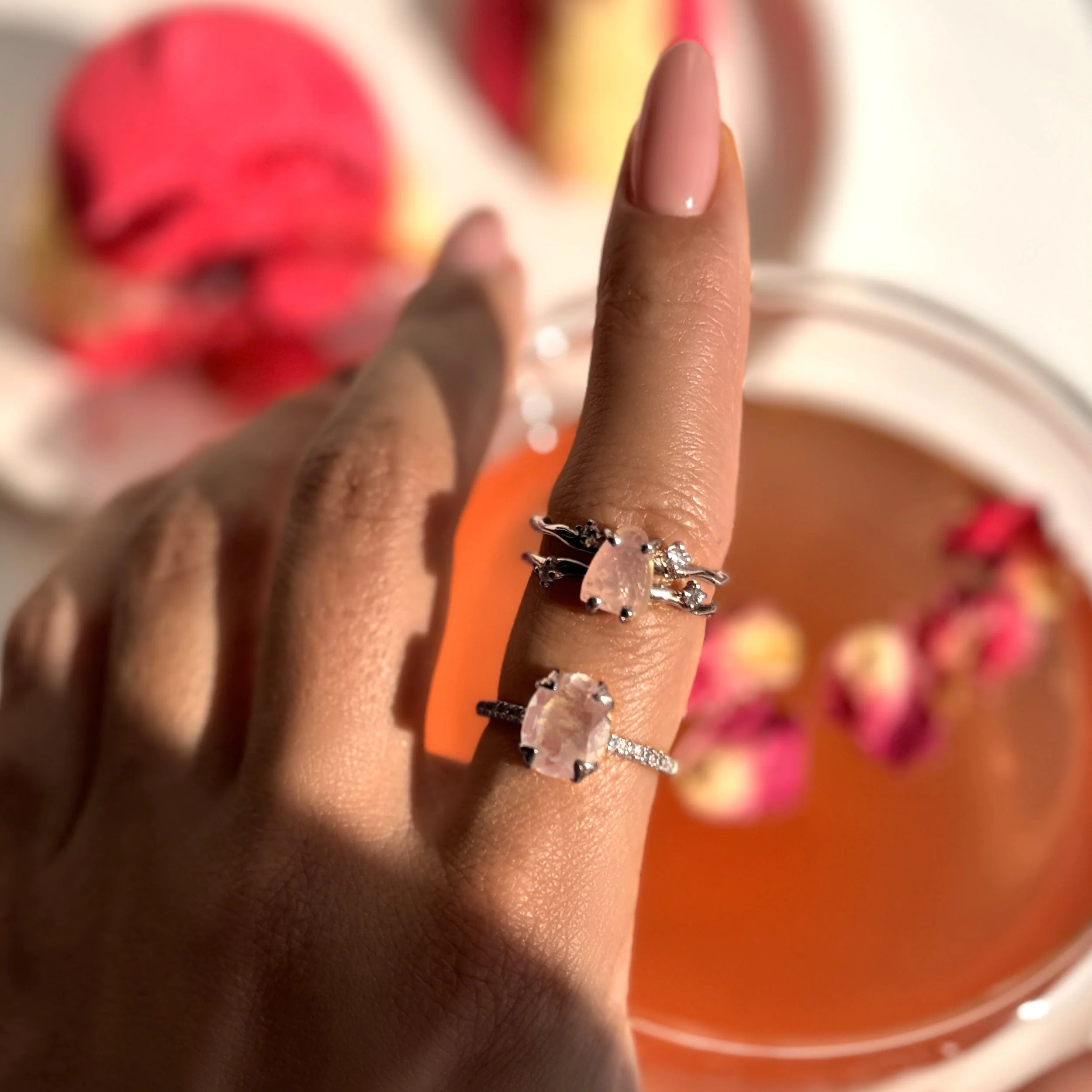 Raw Crystal Ring - Flow Rose Quartz - Image 14