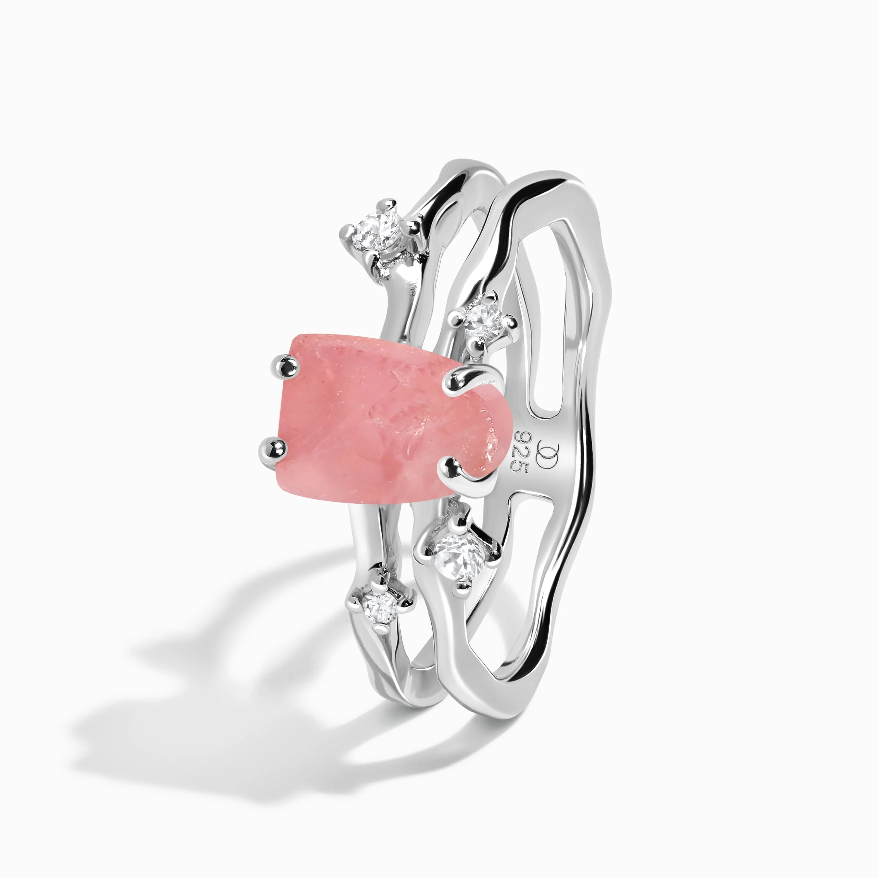Raw Crystal Ring - Flow Rose Quartz - Image 15