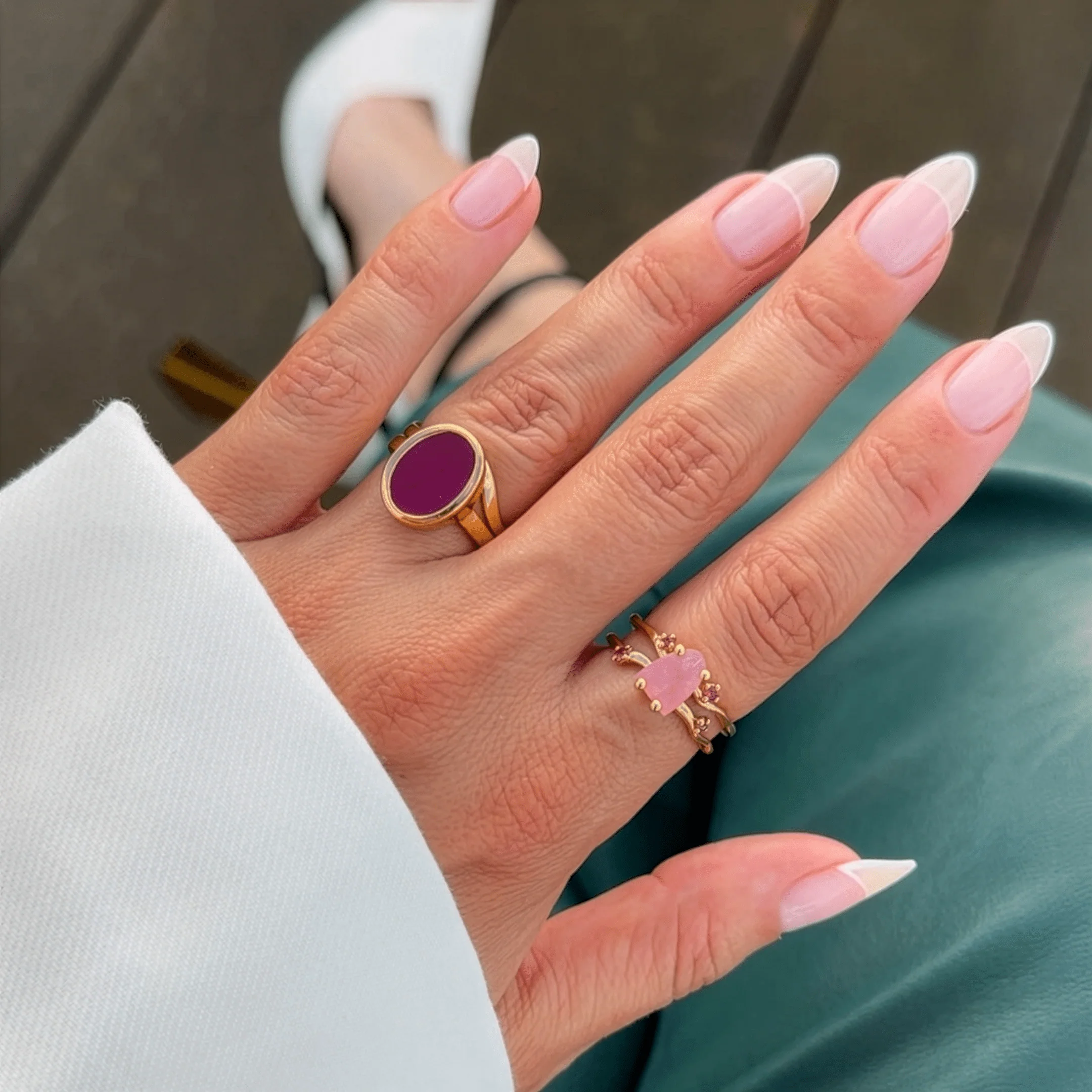 Raw Crystal Ring - Flow Rose Quartz Ruby - Image 15