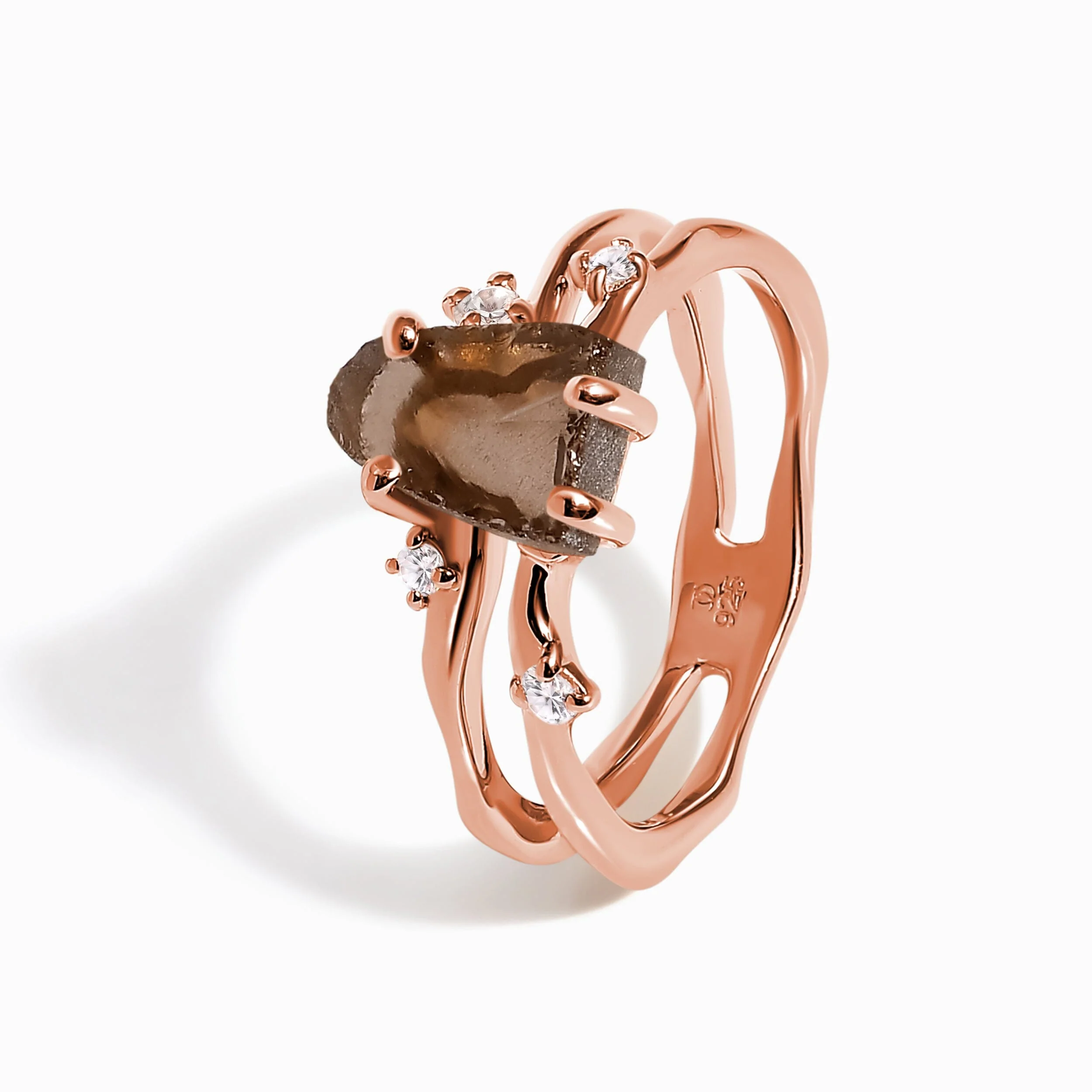 Raw Crystal Ring - Flow Smoky Quartz - Image 14