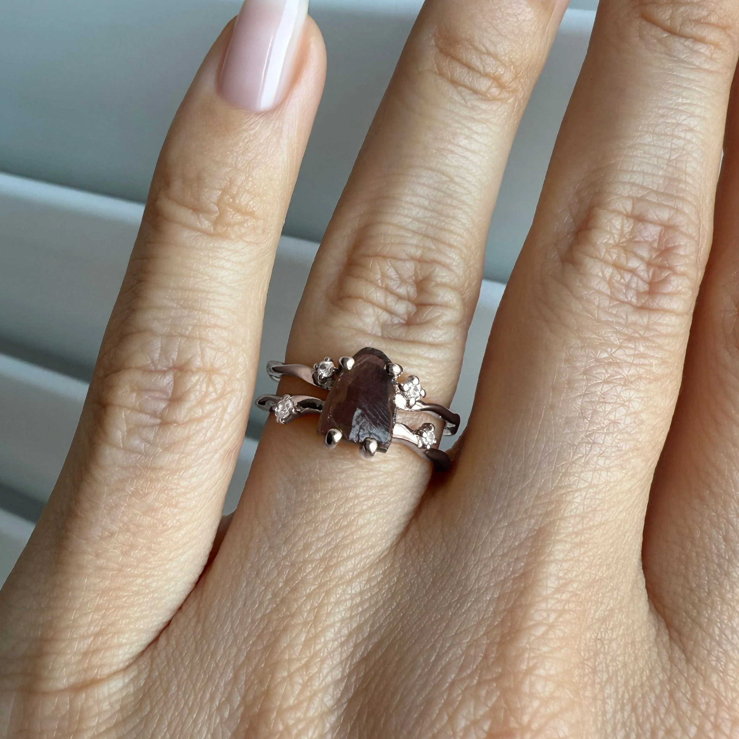Raw Crystal Ring - Flow Smoky Quartz - Image 2