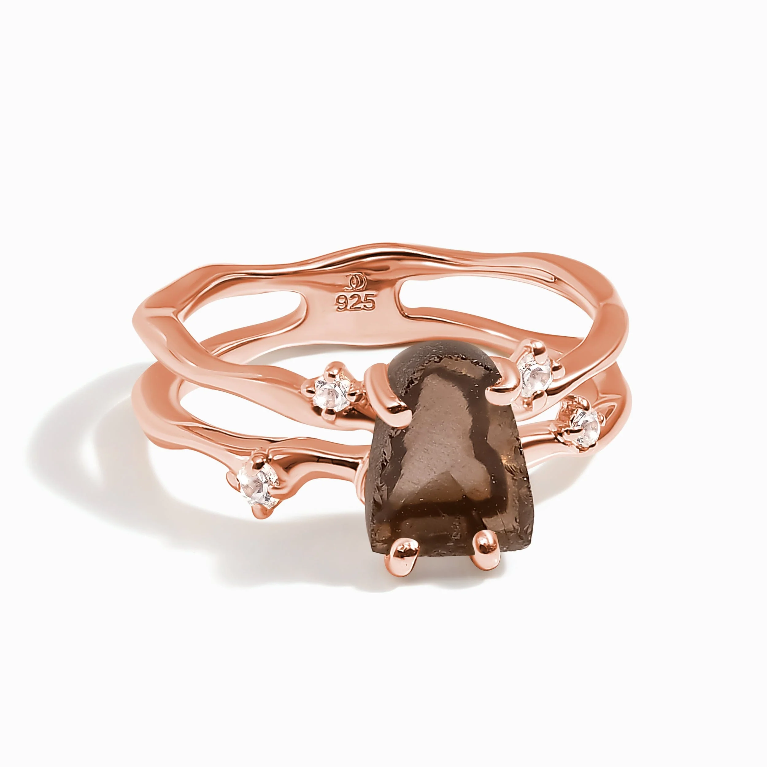 Raw Crystal Ring - Flow Smoky Quartz - Image 3