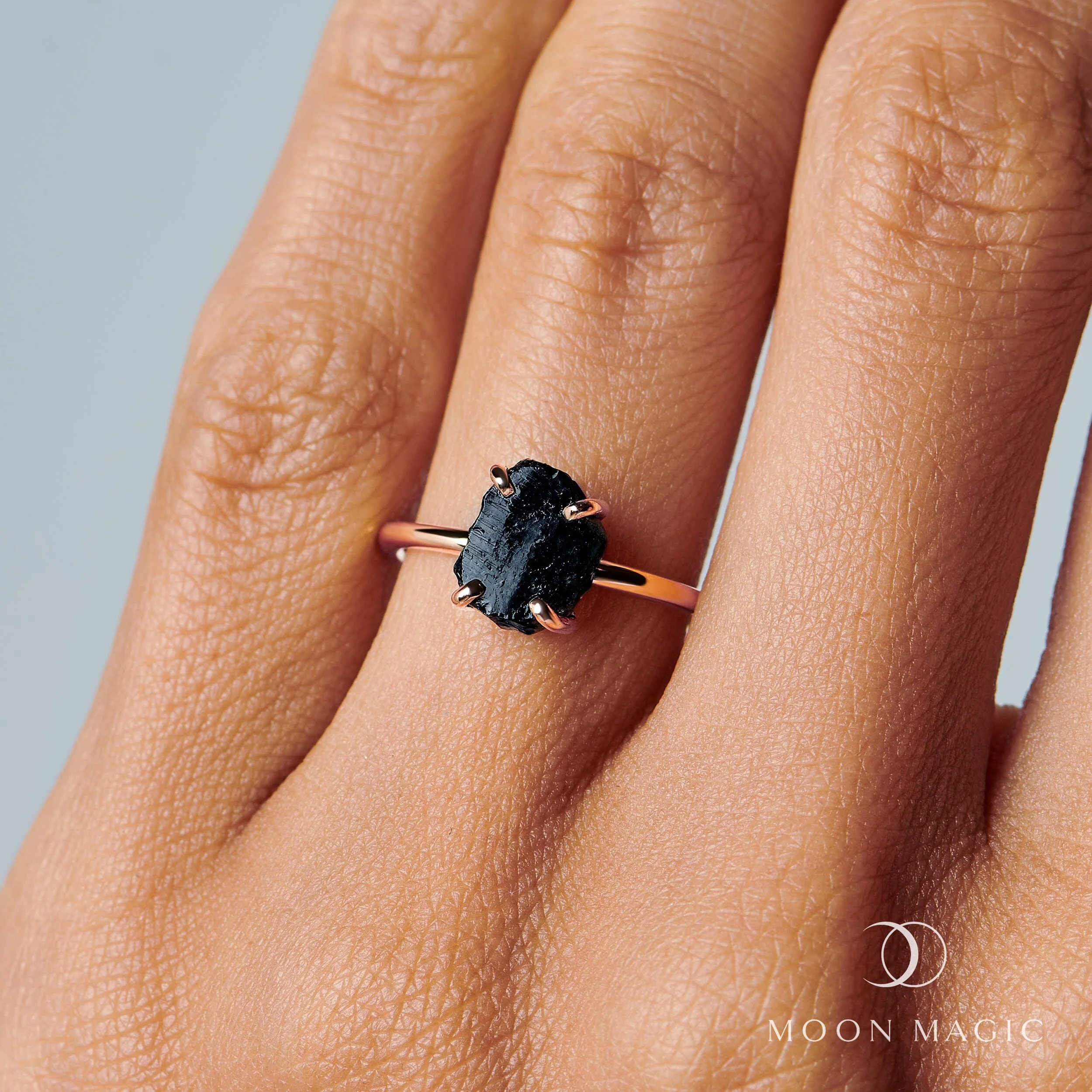 Raw Crystal Ring - Petite Black Obsidian - Image 4