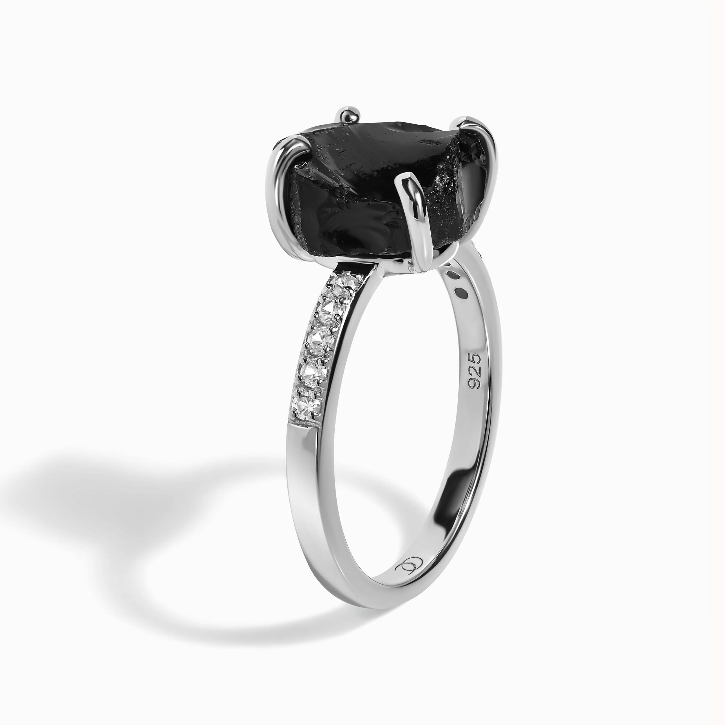 Raw Crystal Ring - Ritzy Black Obsidian - Image 10